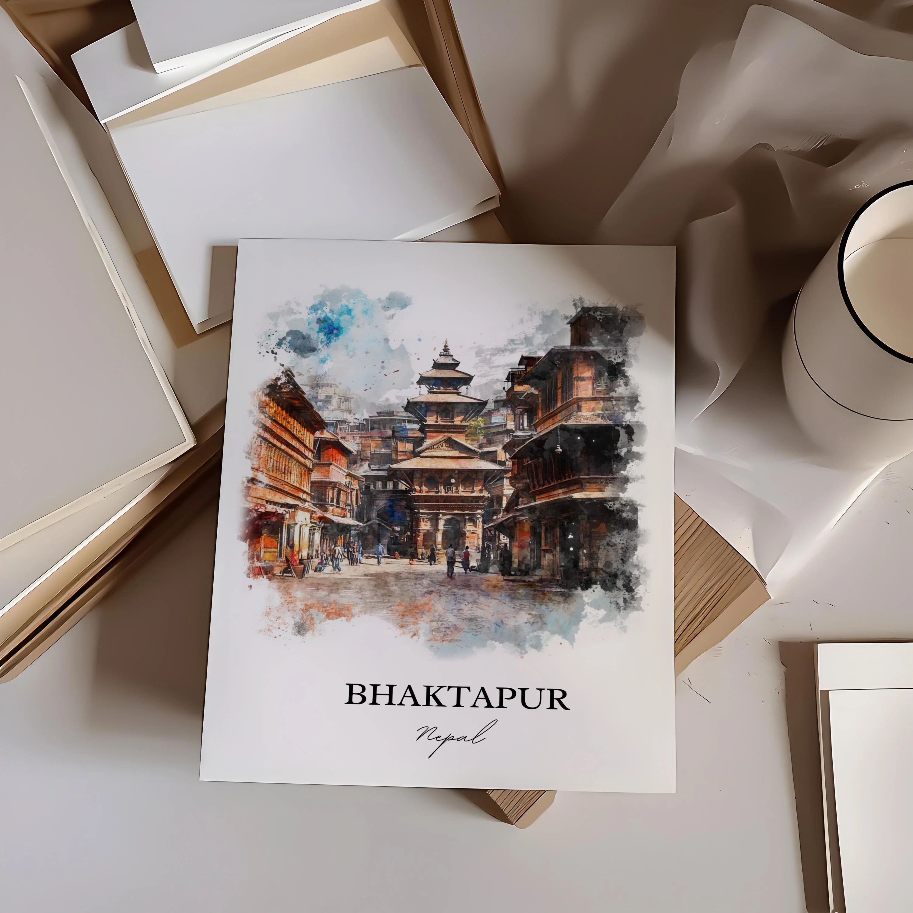 Bhaktapur, Nepal – Watercolor Art Print - Image 5