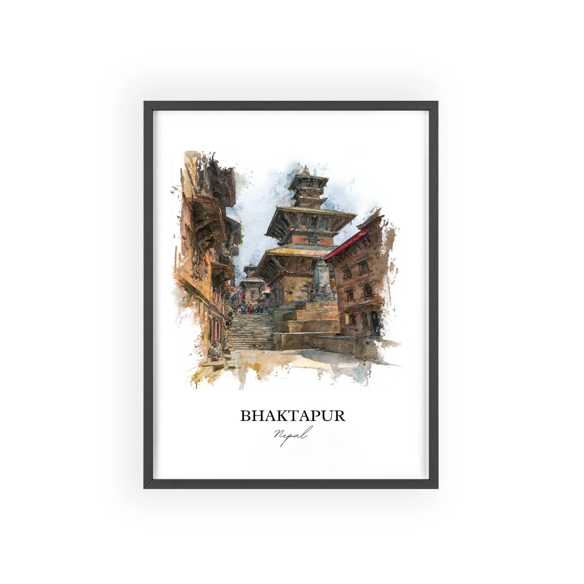 Bhaktapur, Nepal – Watercolor Art Print - Image 10