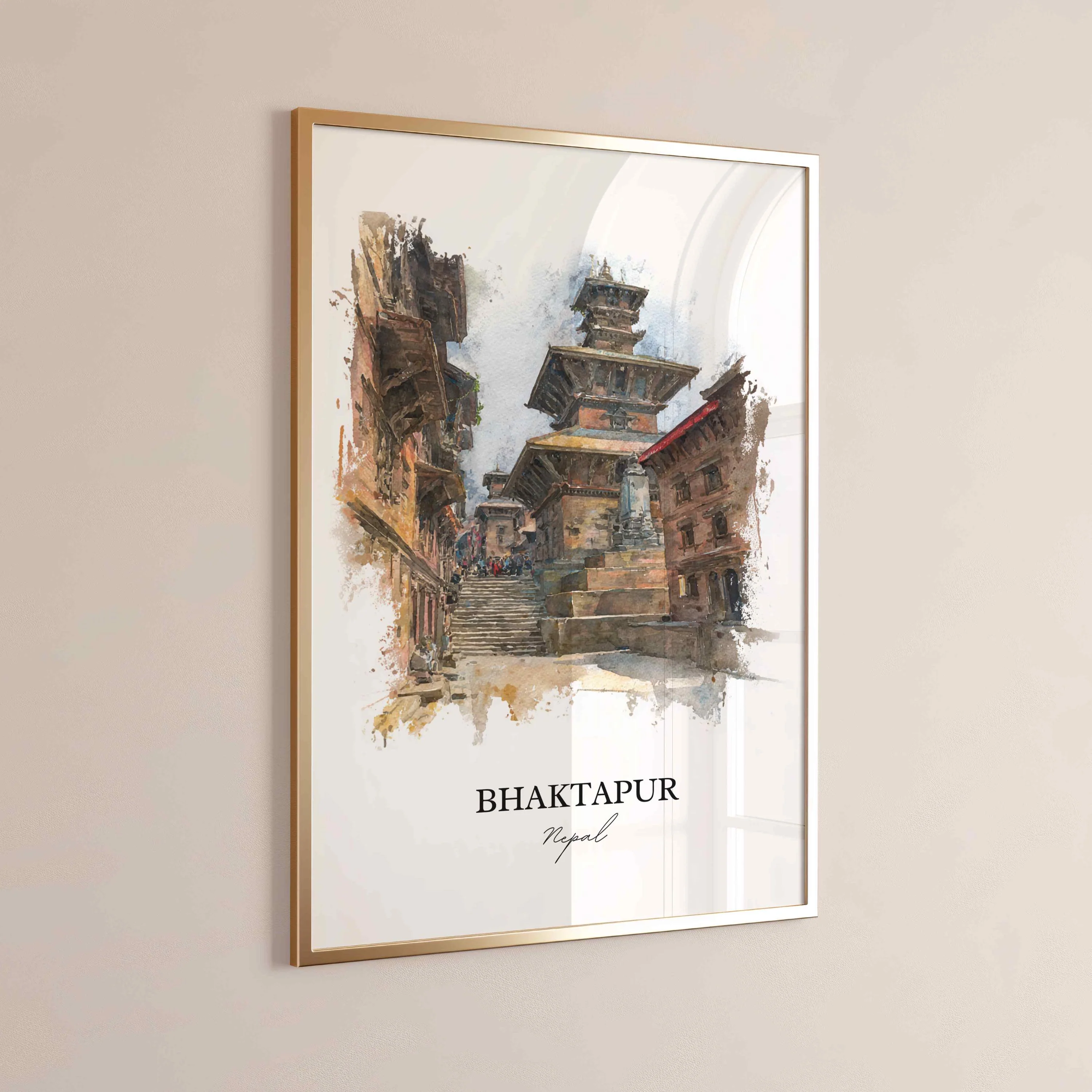 Bhaktapur, Nepal – Watercolor Art Print - Image 6