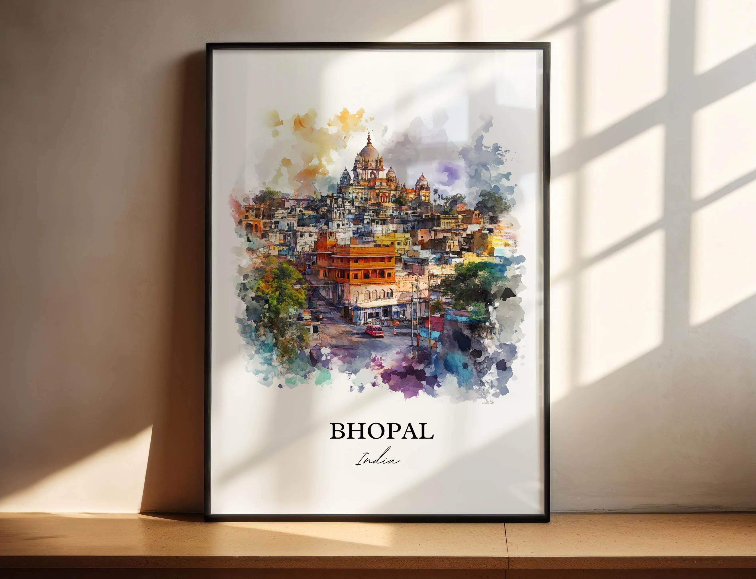 Bhopal, India – Watercolor Art Print