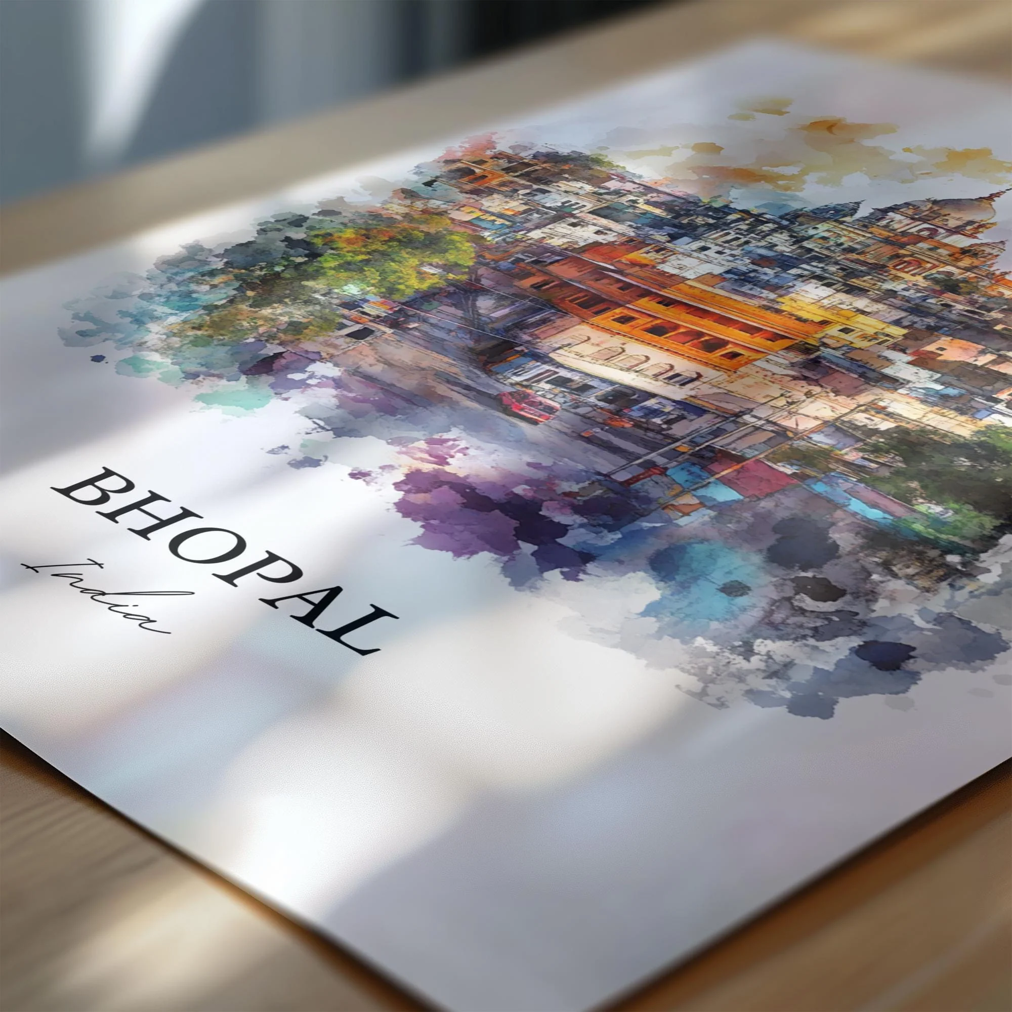 Bhopal, India – Watercolor Art Print - Image 2