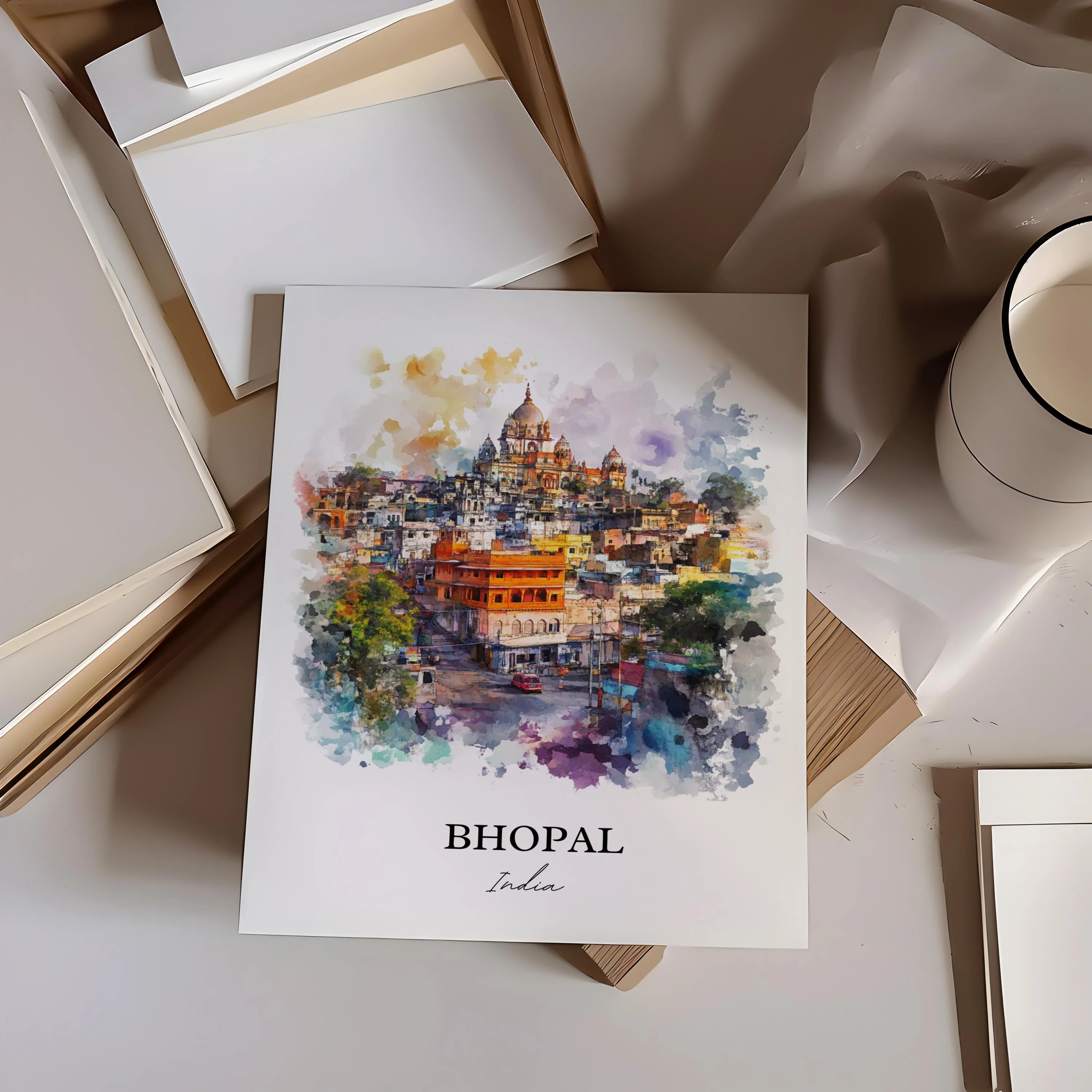 Bhopal, India – Watercolor Art Print - Image 5