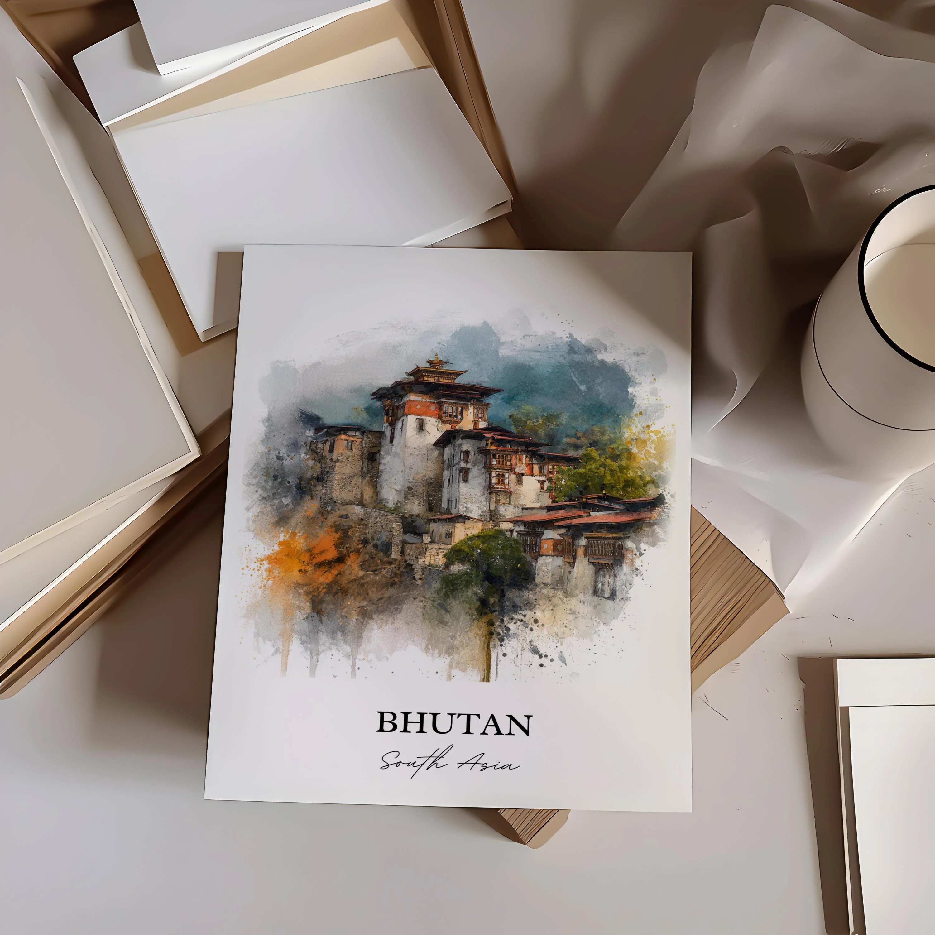Bhutan, Bhutan – Watercolor Art Print - Image 5