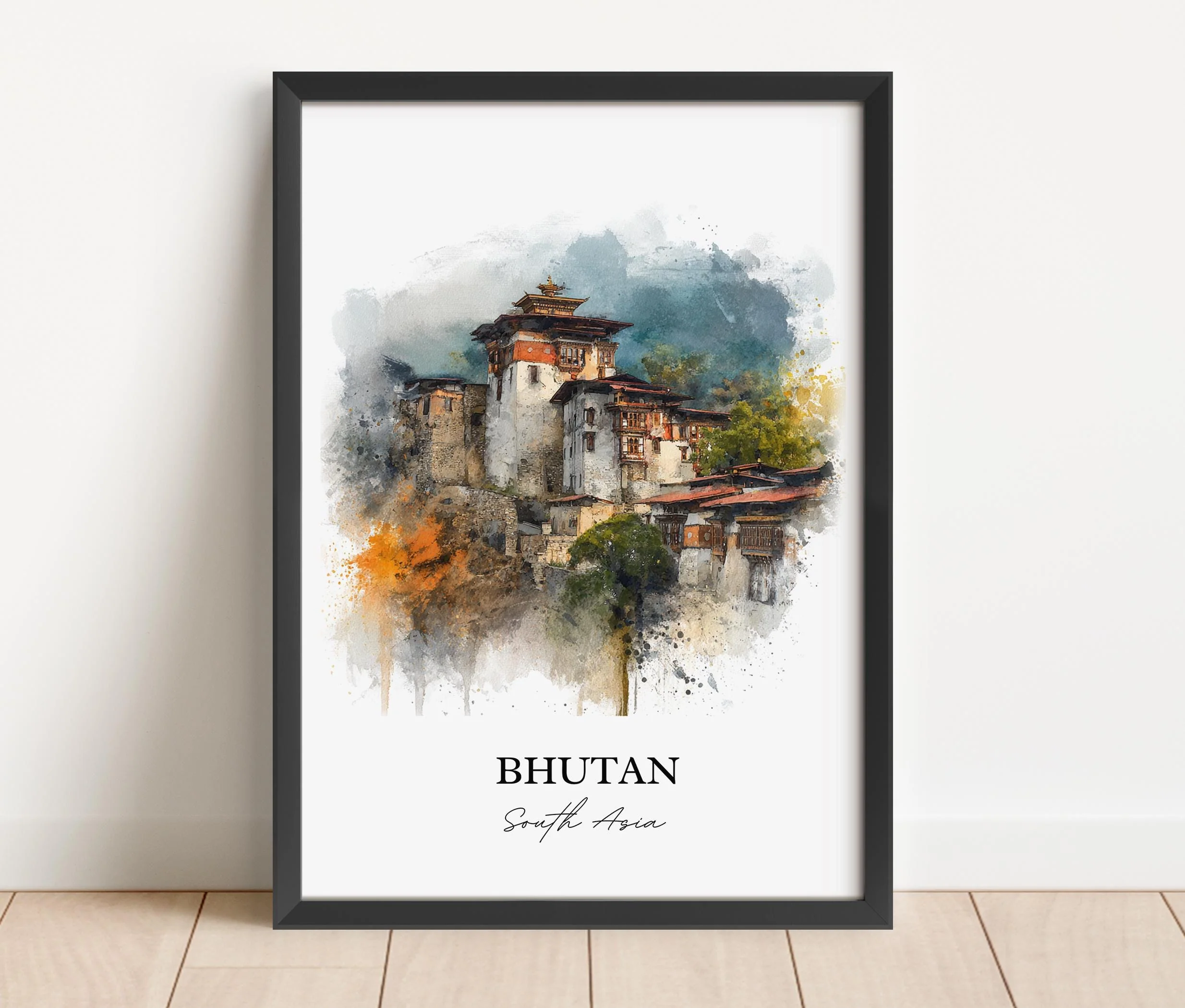 Bhutan, Bhutan – Watercolor Art Print - Image 6