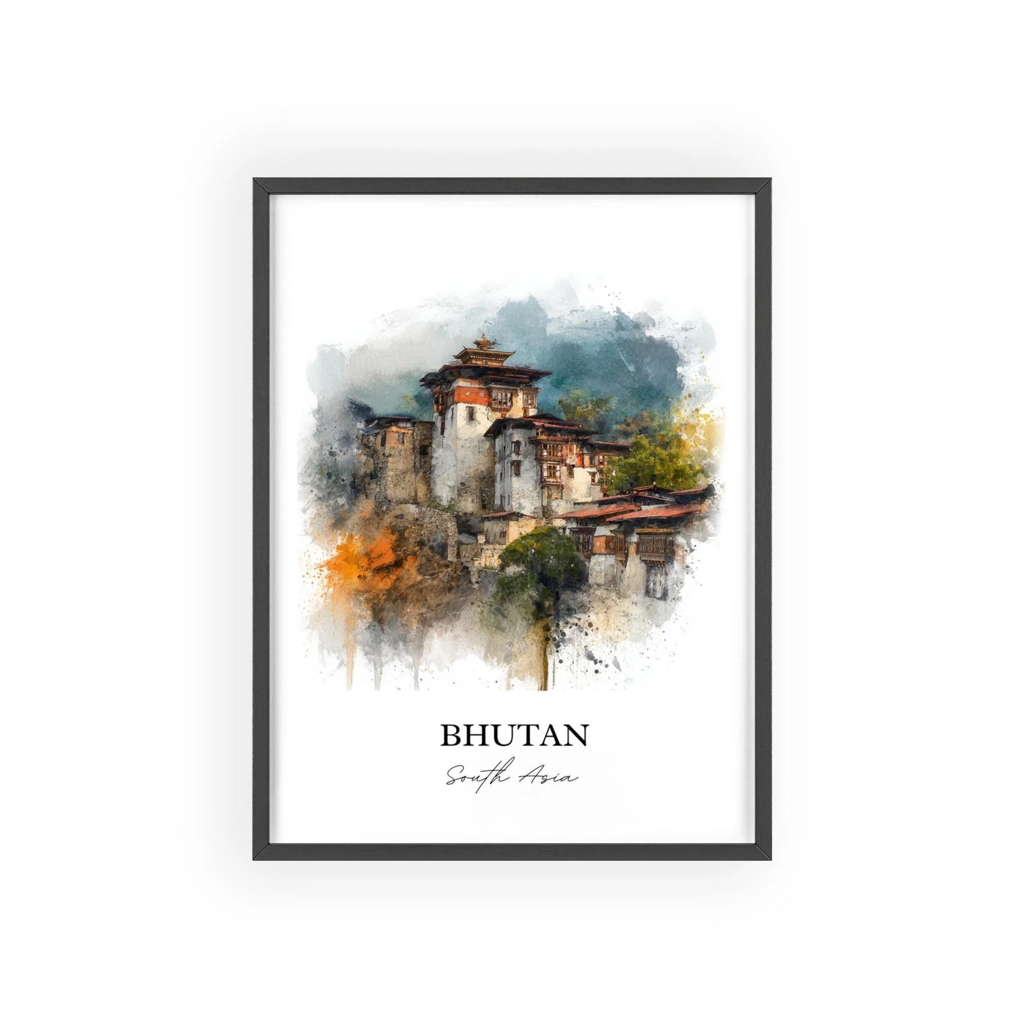 Bhutan, Bhutan – Watercolor Art Print - Image 7