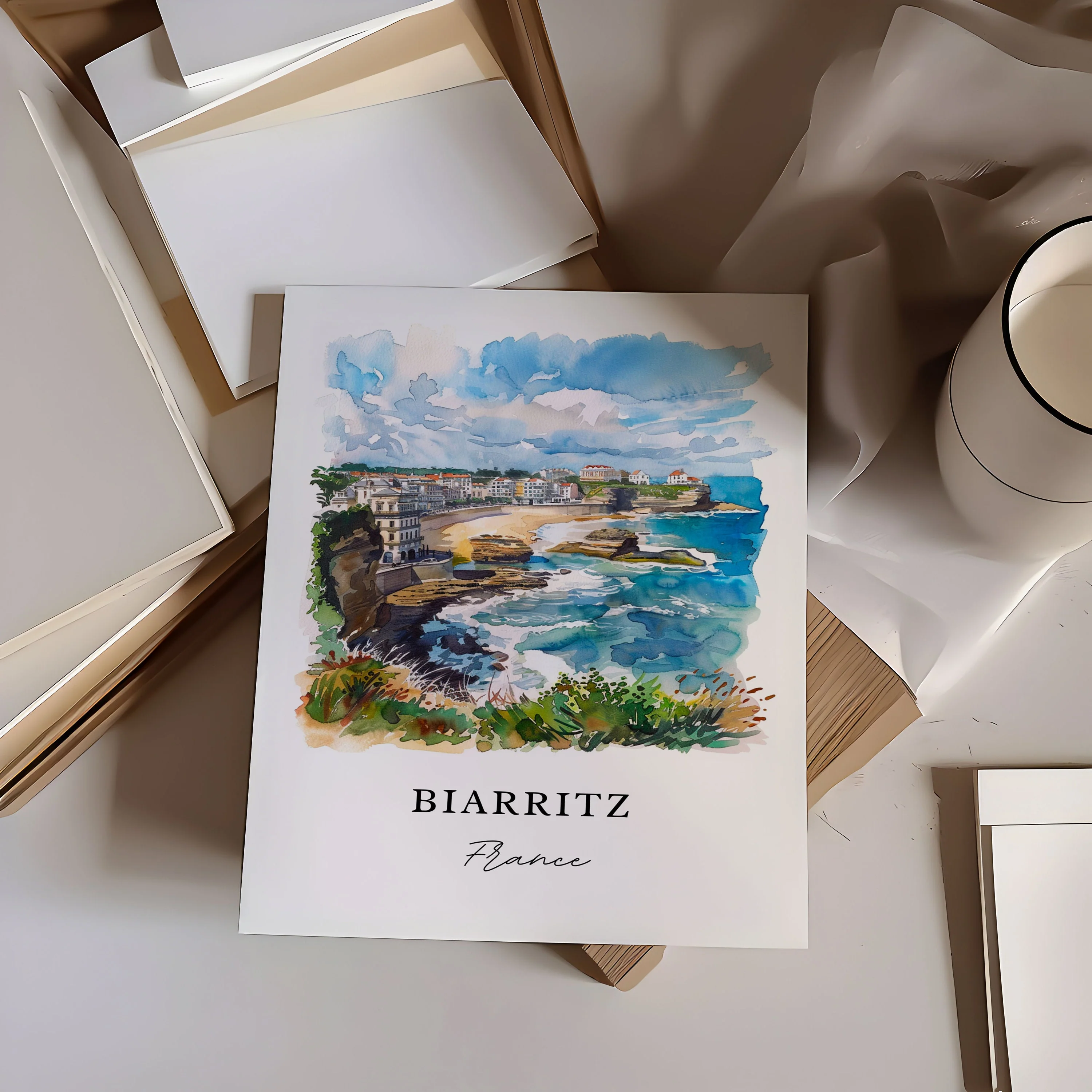 Biarritz, France – Watercolor Art Print - Image 3