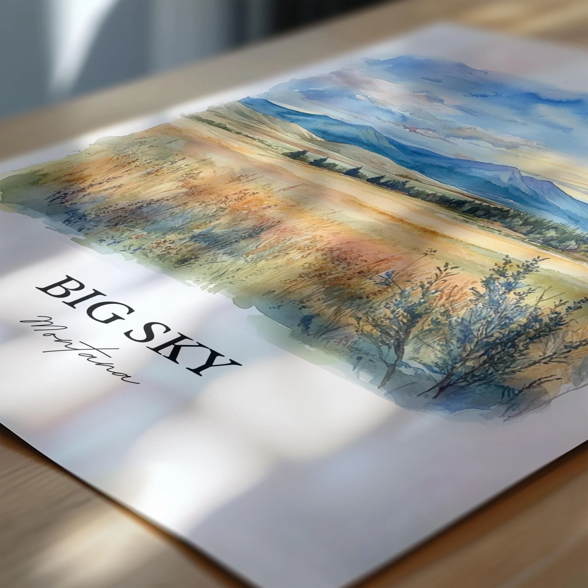 Big Sky, Montana, USA – Watercolor Art Print - Image 2