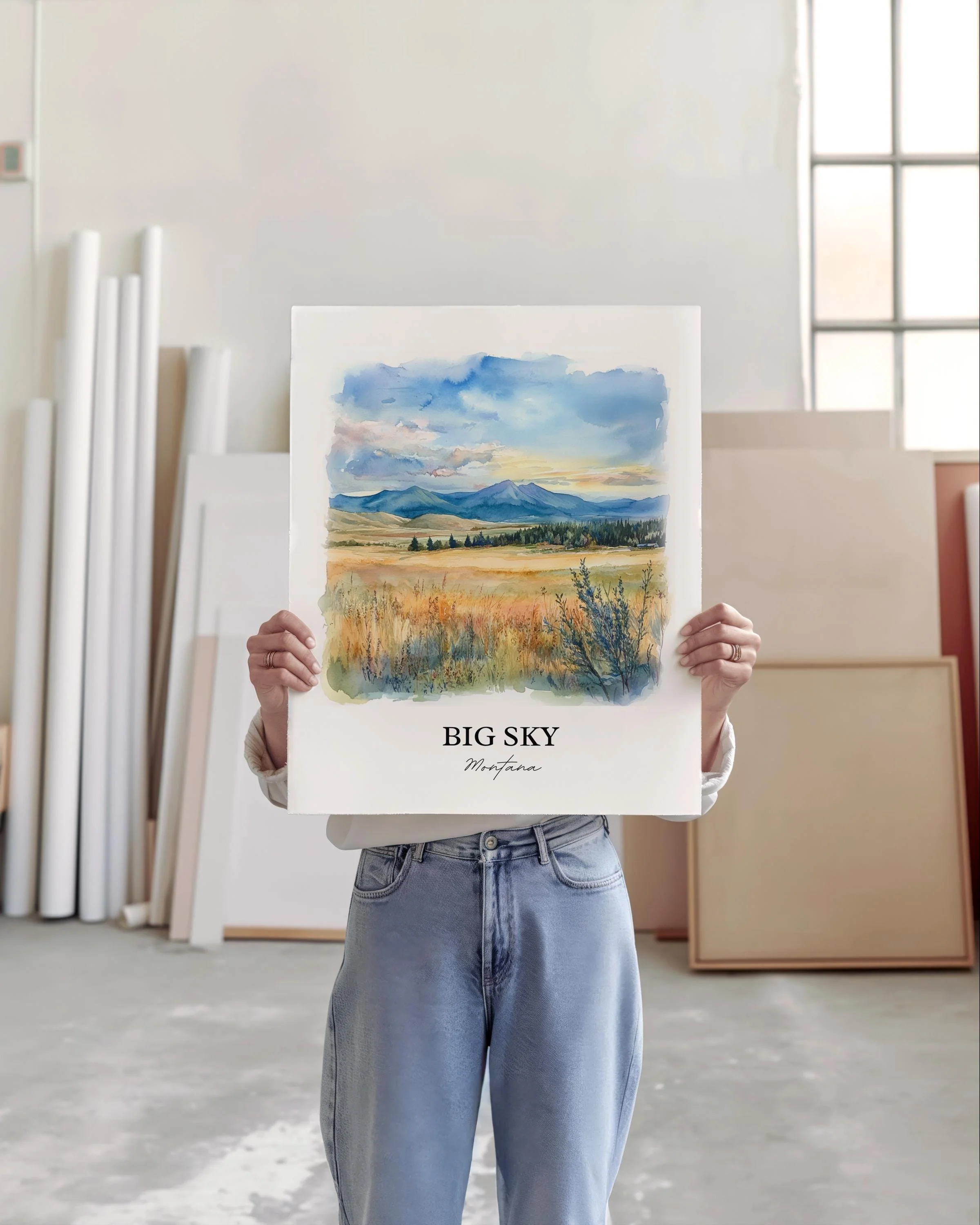 Big Sky, Montana, USA – Watercolor Art Print - Image 4