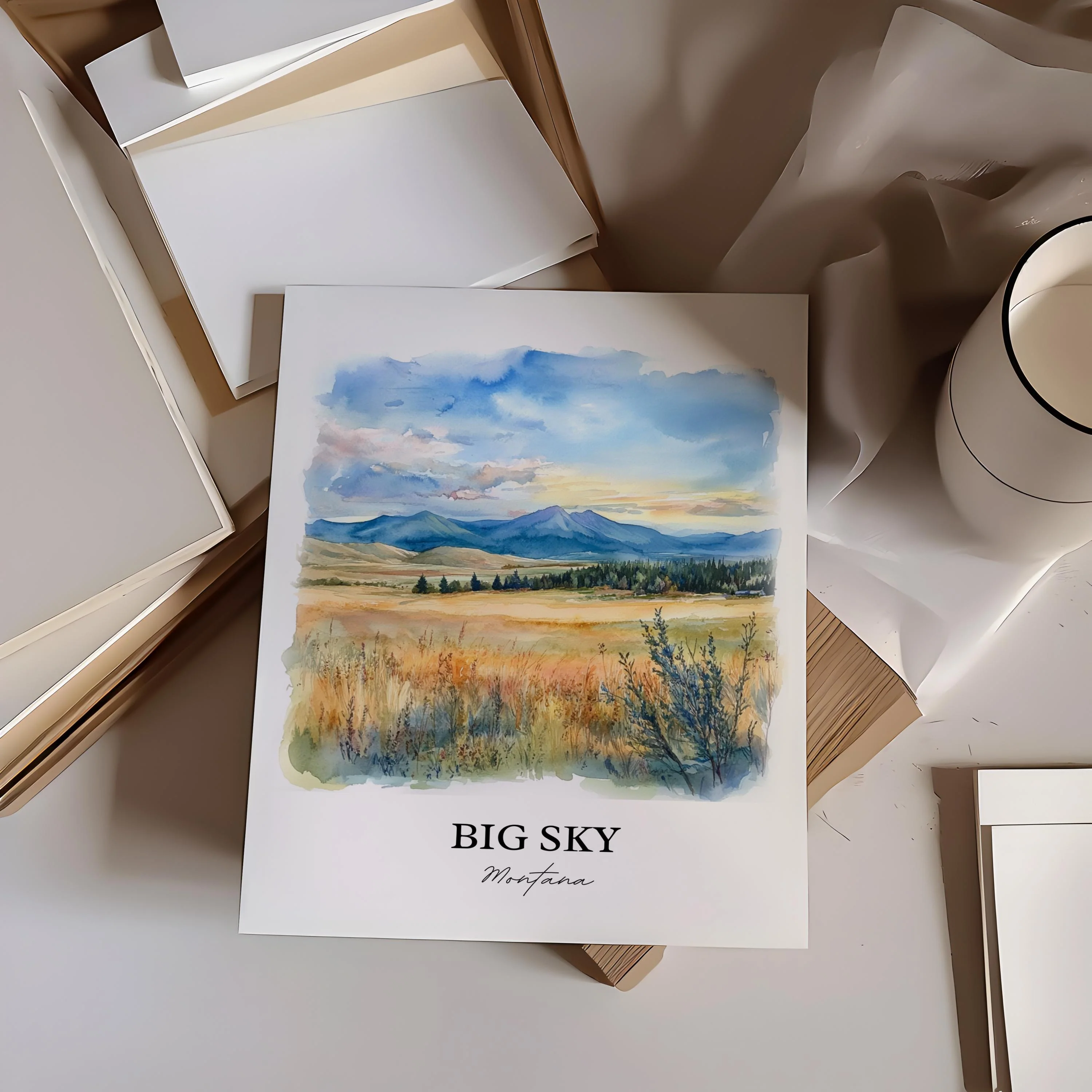 Big Sky, Montana, USA – Watercolor Art Print - Image 5