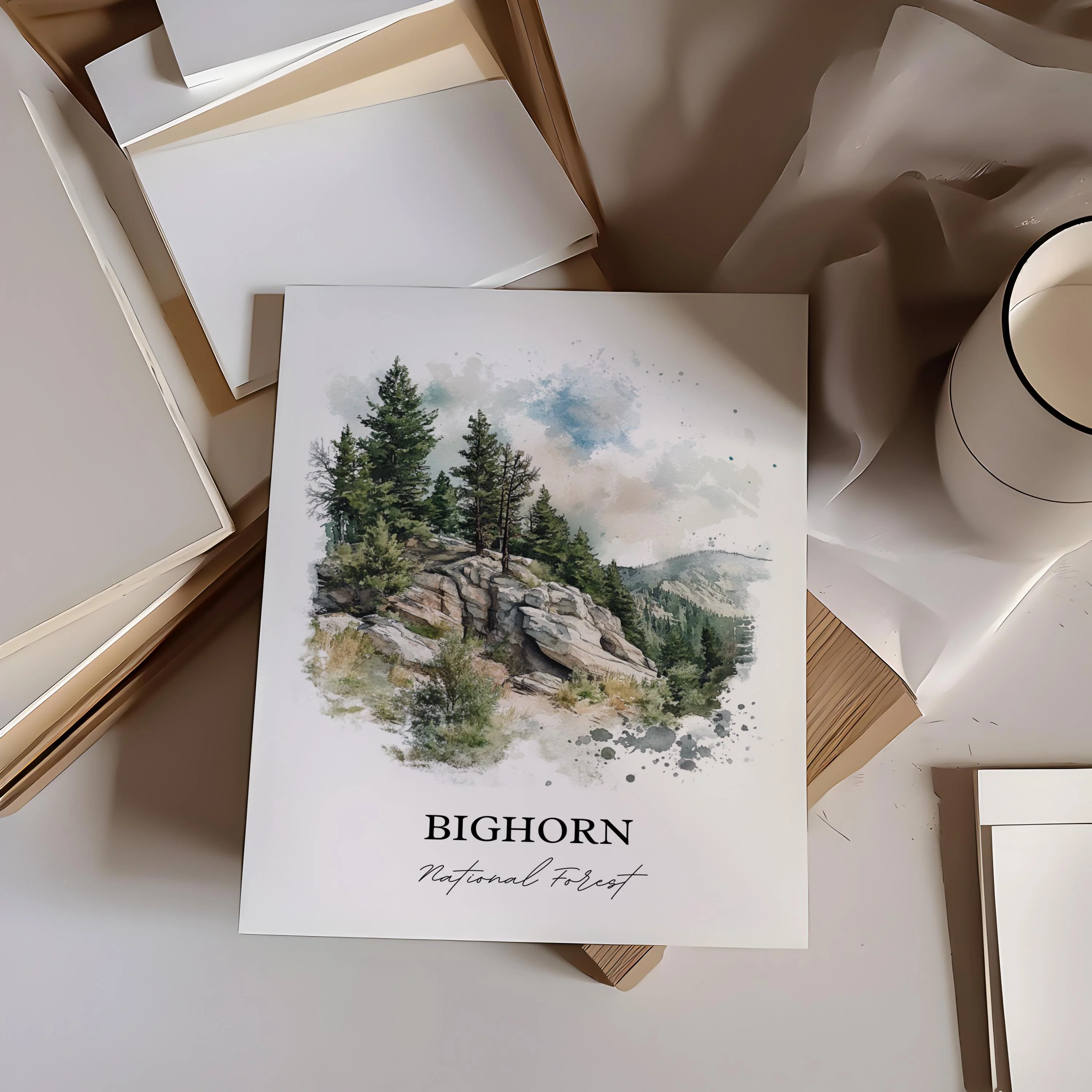 Bighorn National Forest, USA – Watercolor Art Print - Image 6