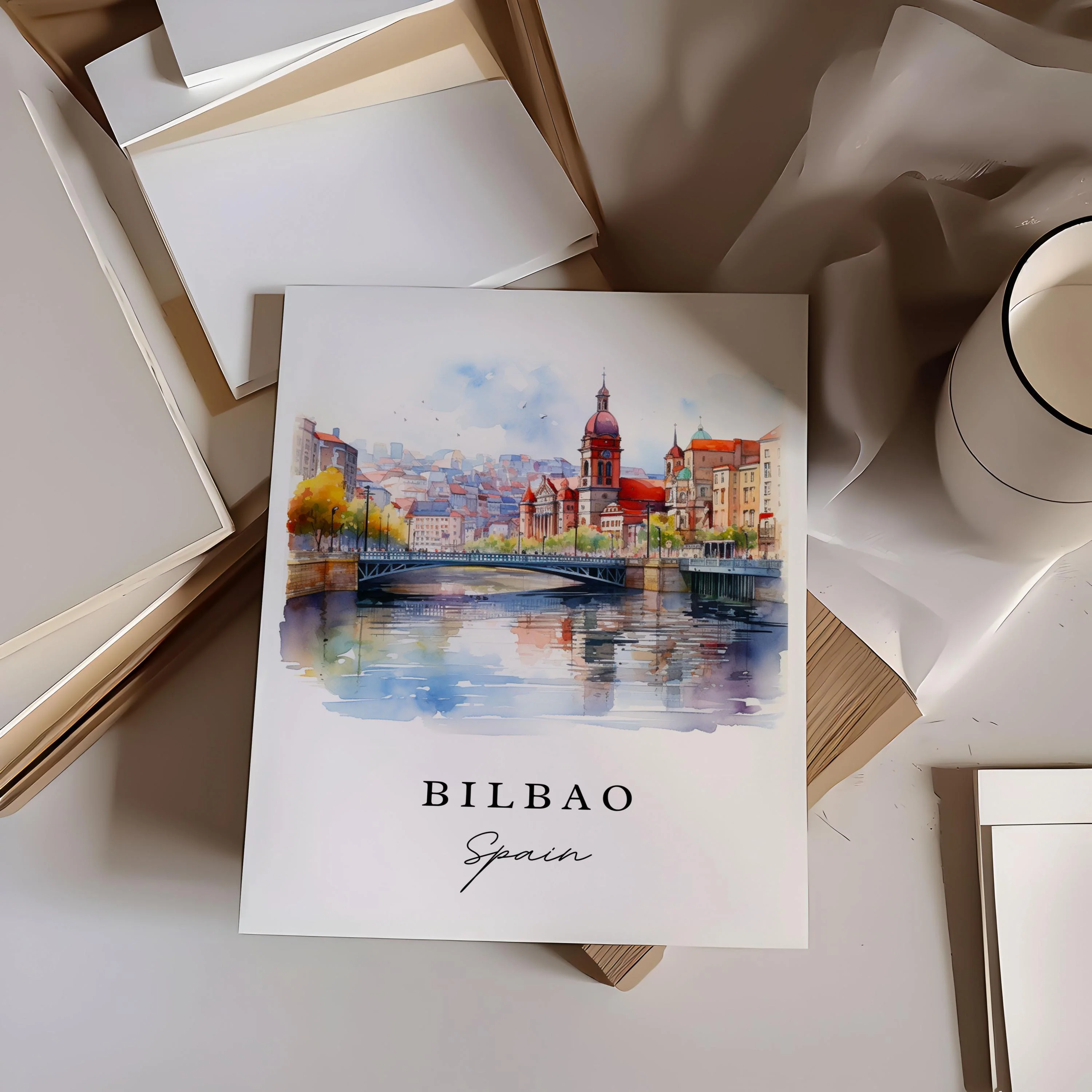 Bilbao, Spain – Watercolor Art Print - Image 2