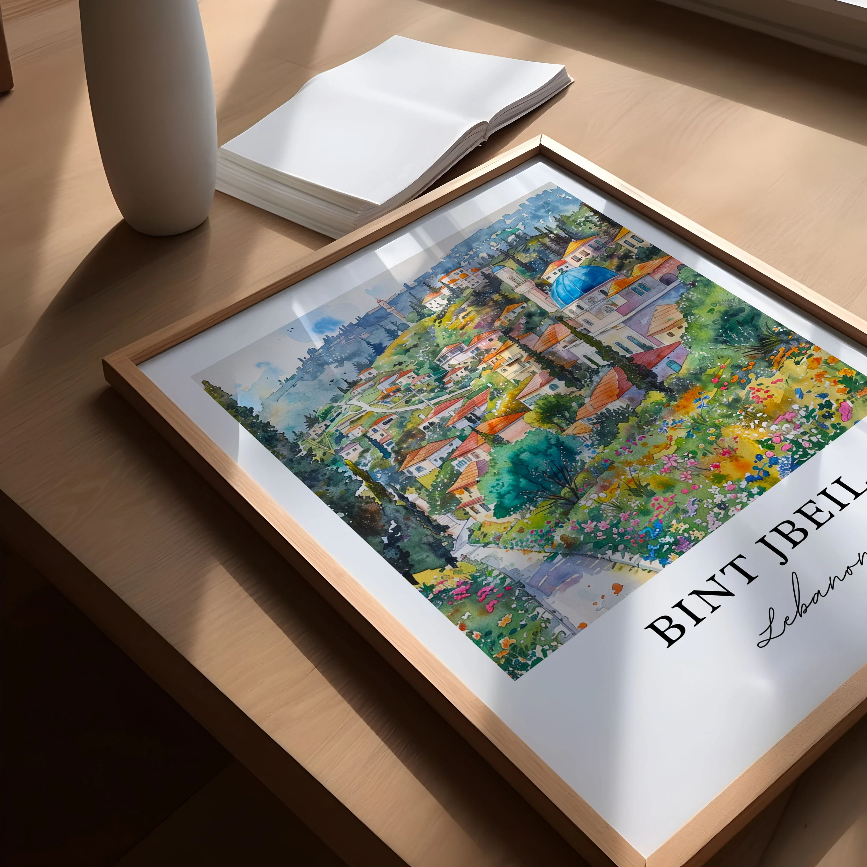 Bint Jbeil, Lebanon – Watercolor Art Print - Image 3