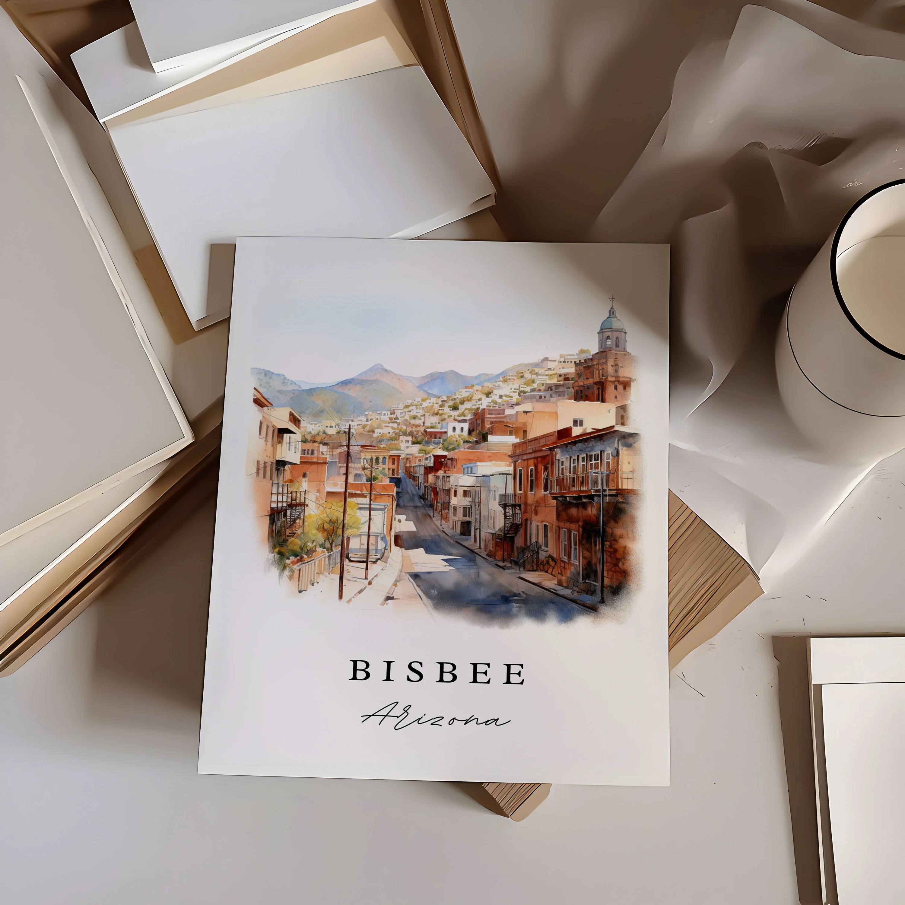 Bisbee, Arizona, Arizona – Watercolor Art Print - Image 2
