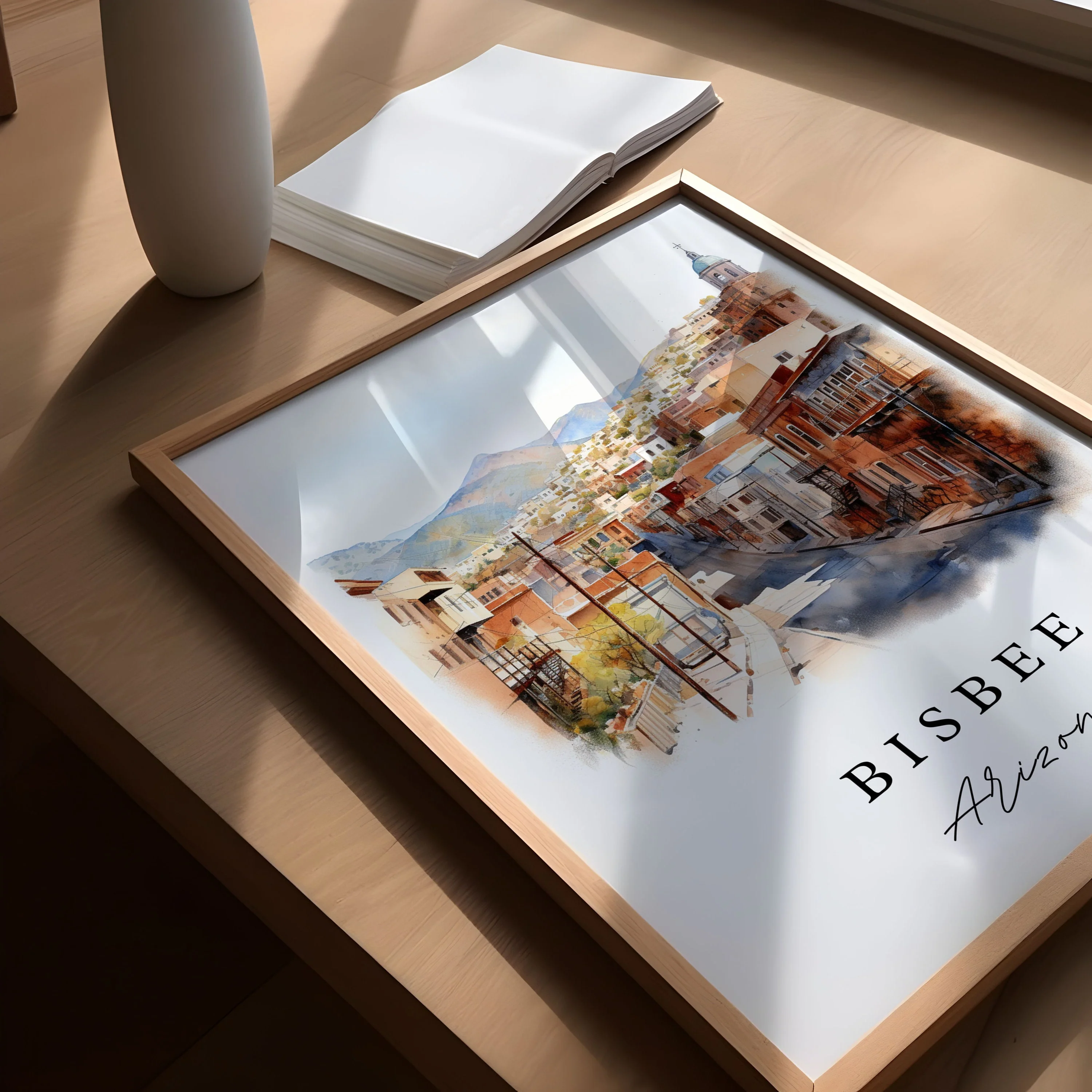 Bisbee, Arizona, Arizona – Watercolor Art Print - Image 3