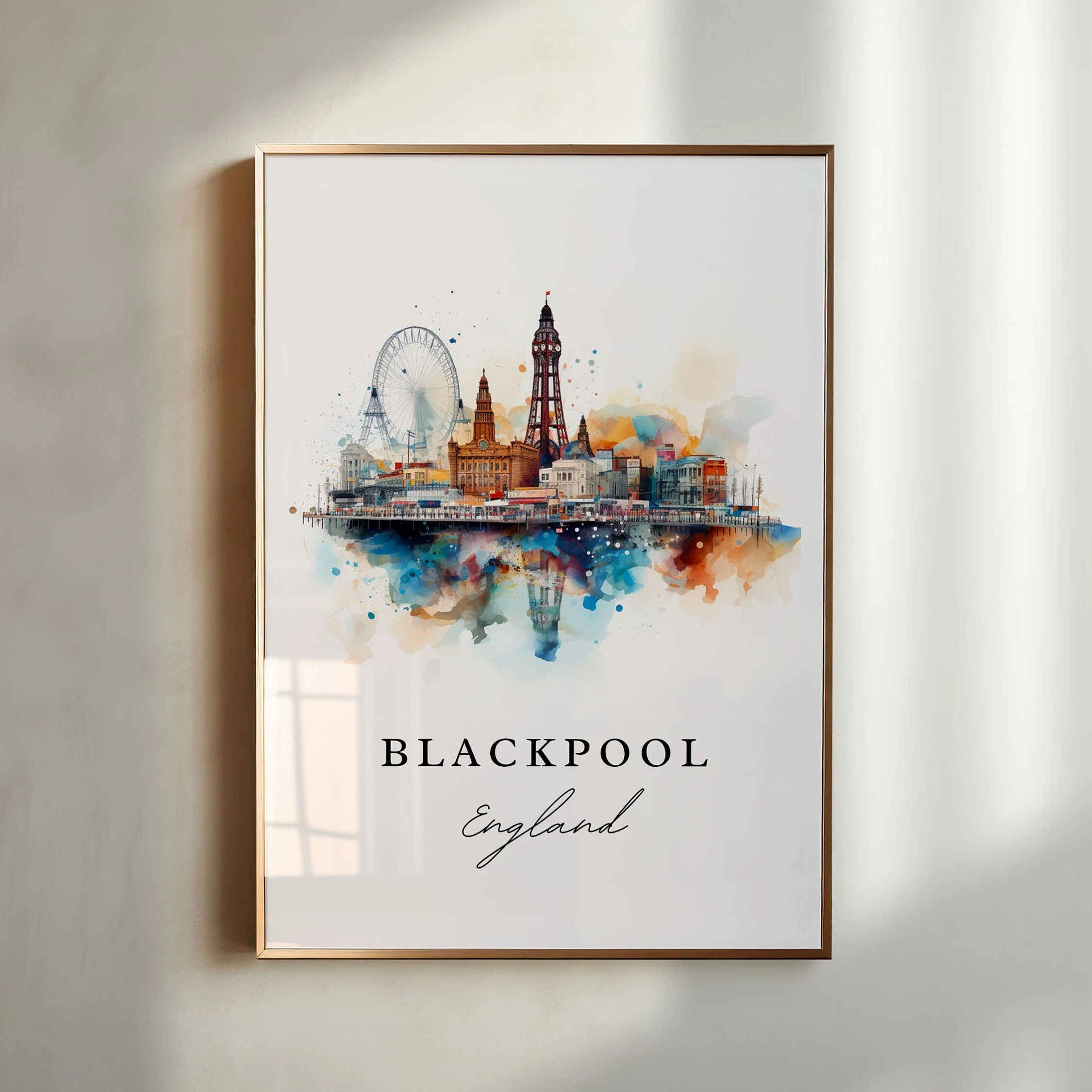 Blackpool, England – Watercolor Art Print