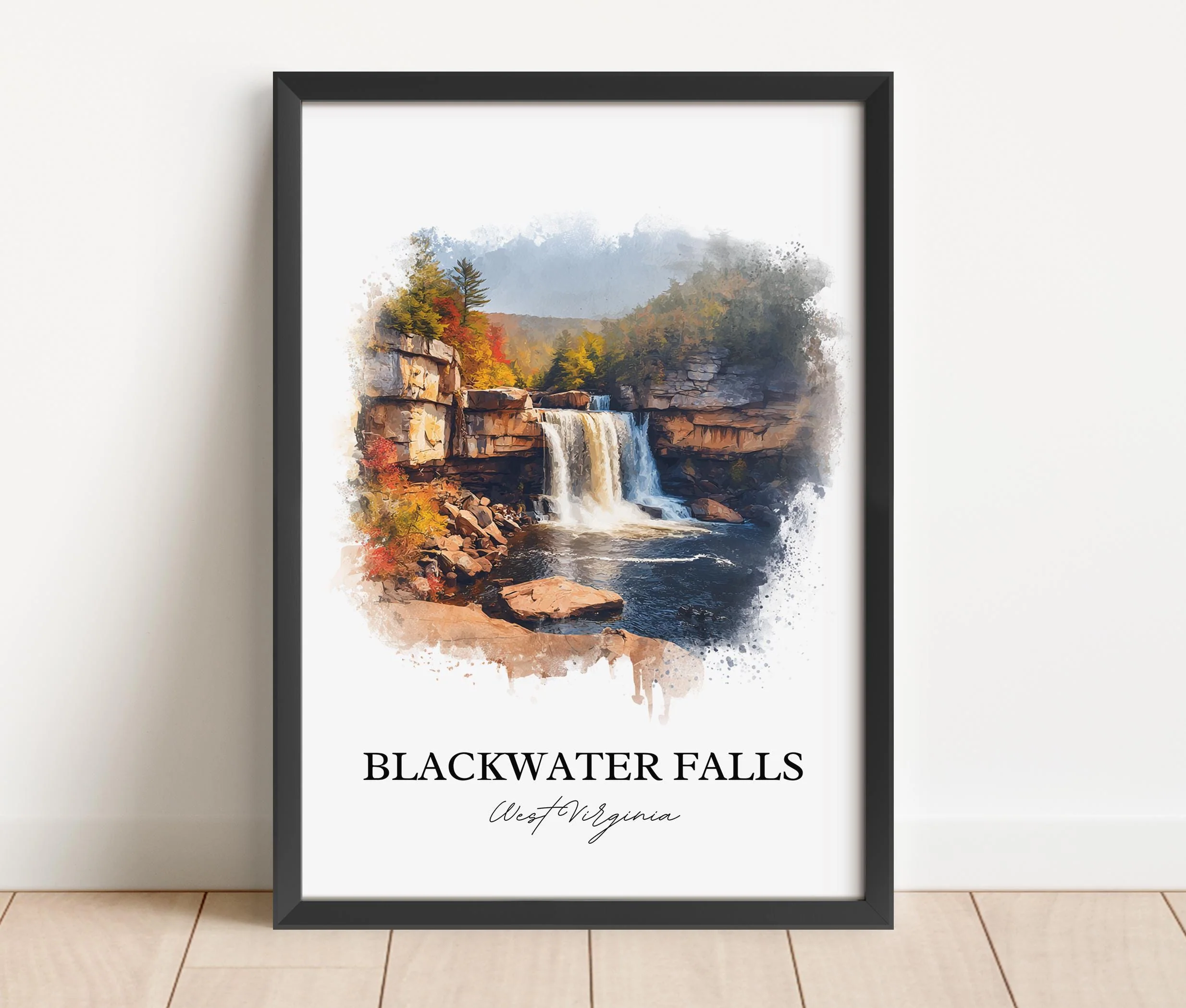 Blackwater Falls, WV, USA – Watercolor Art Print - Image 6