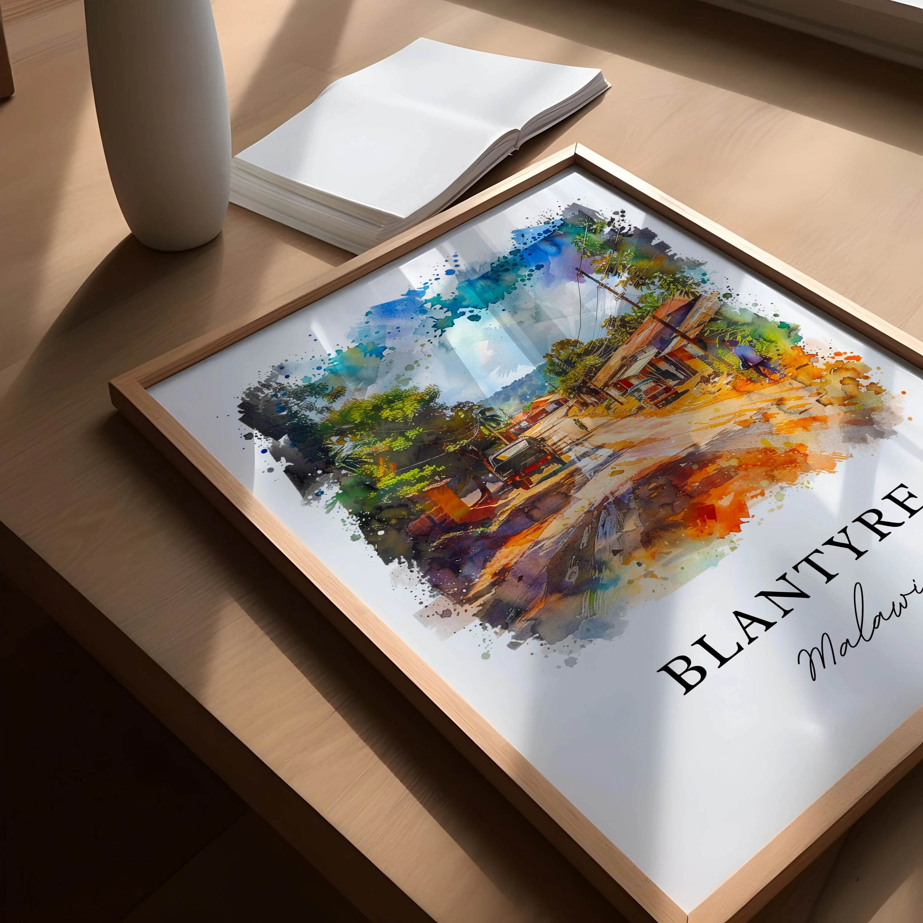 Blantyre, Malawi – Watercolor Art Print - Image 3