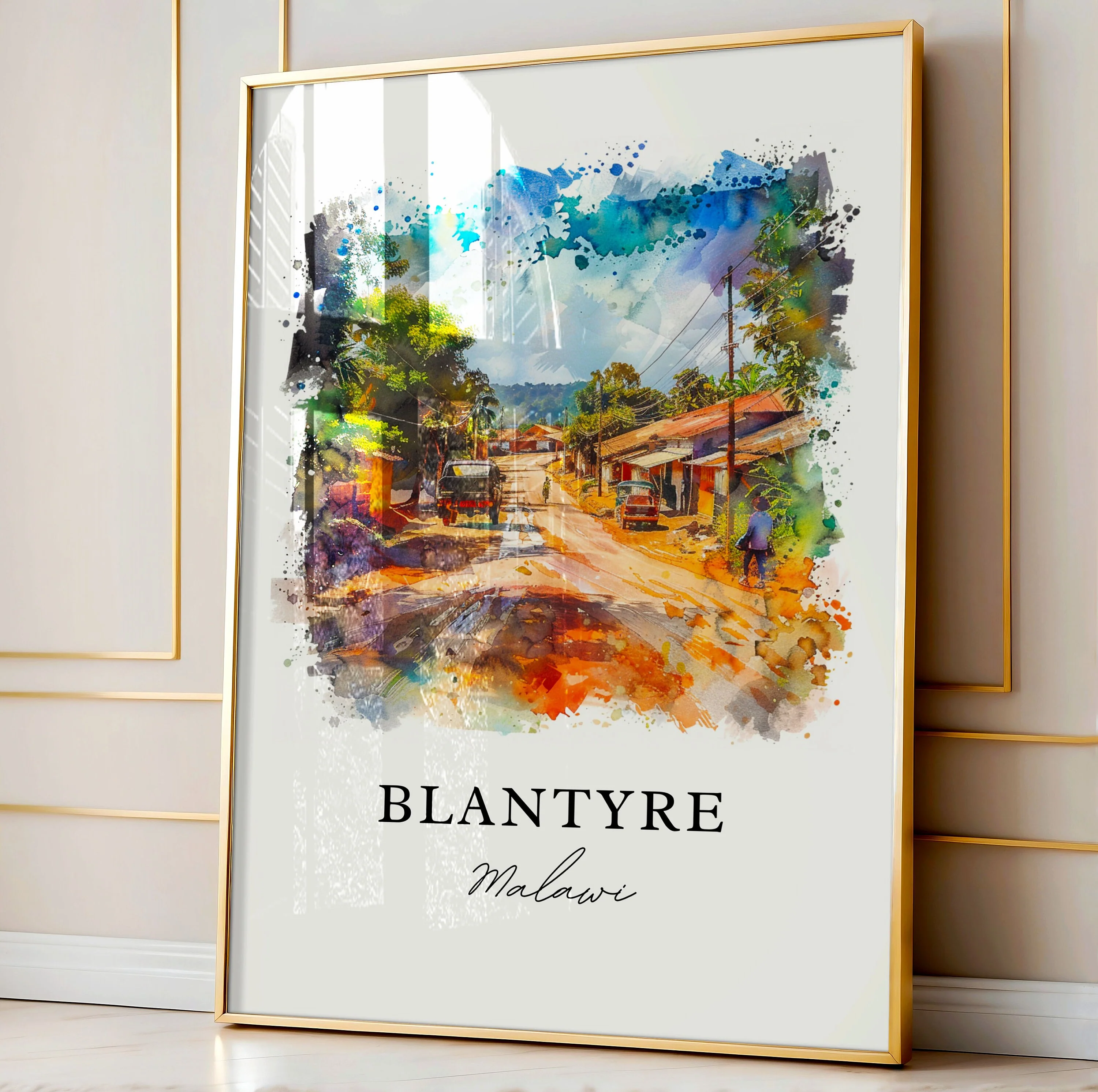 Blantyre, Malawi – Watercolor Art Print - Image 4