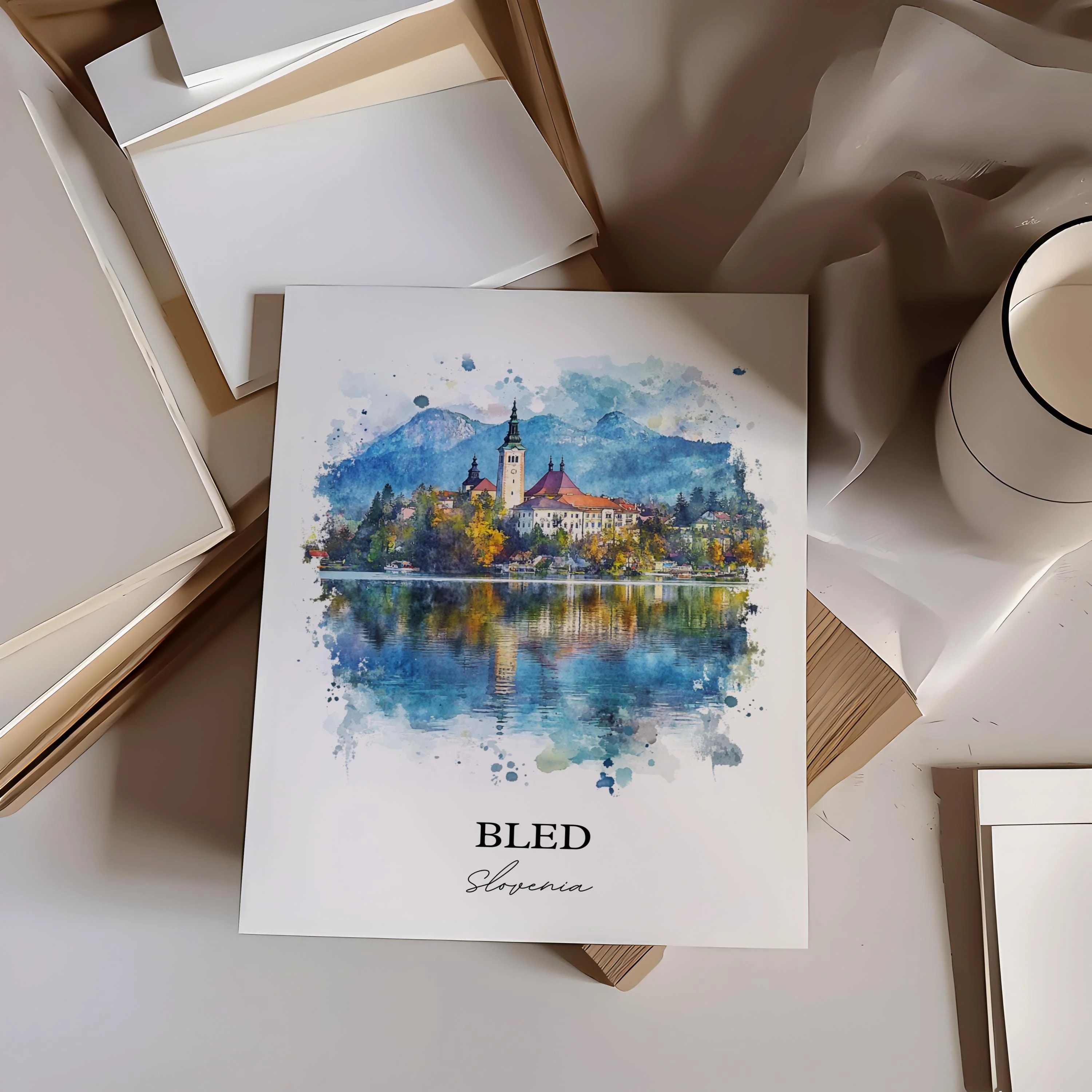 Bled, Slovenia – Watercolor Art Print - Image 3