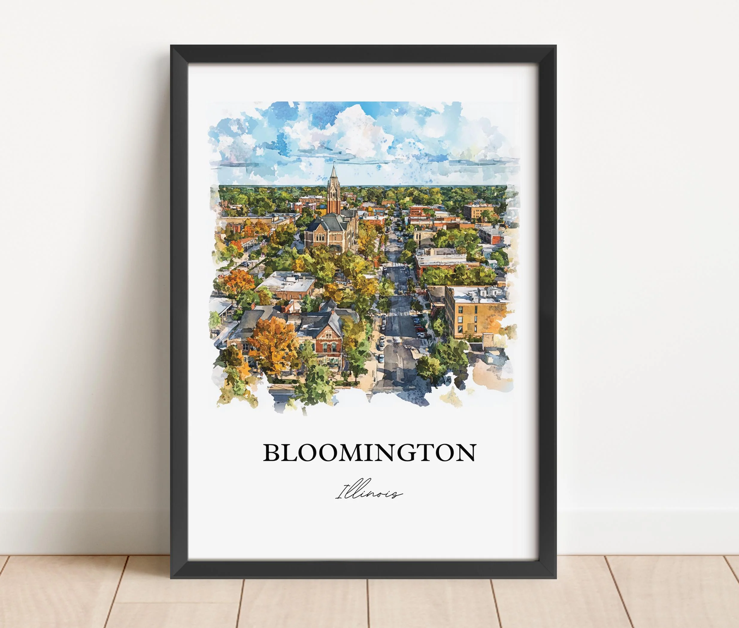 Bloomington, Illinois, Illinois – Watercolor Art Print