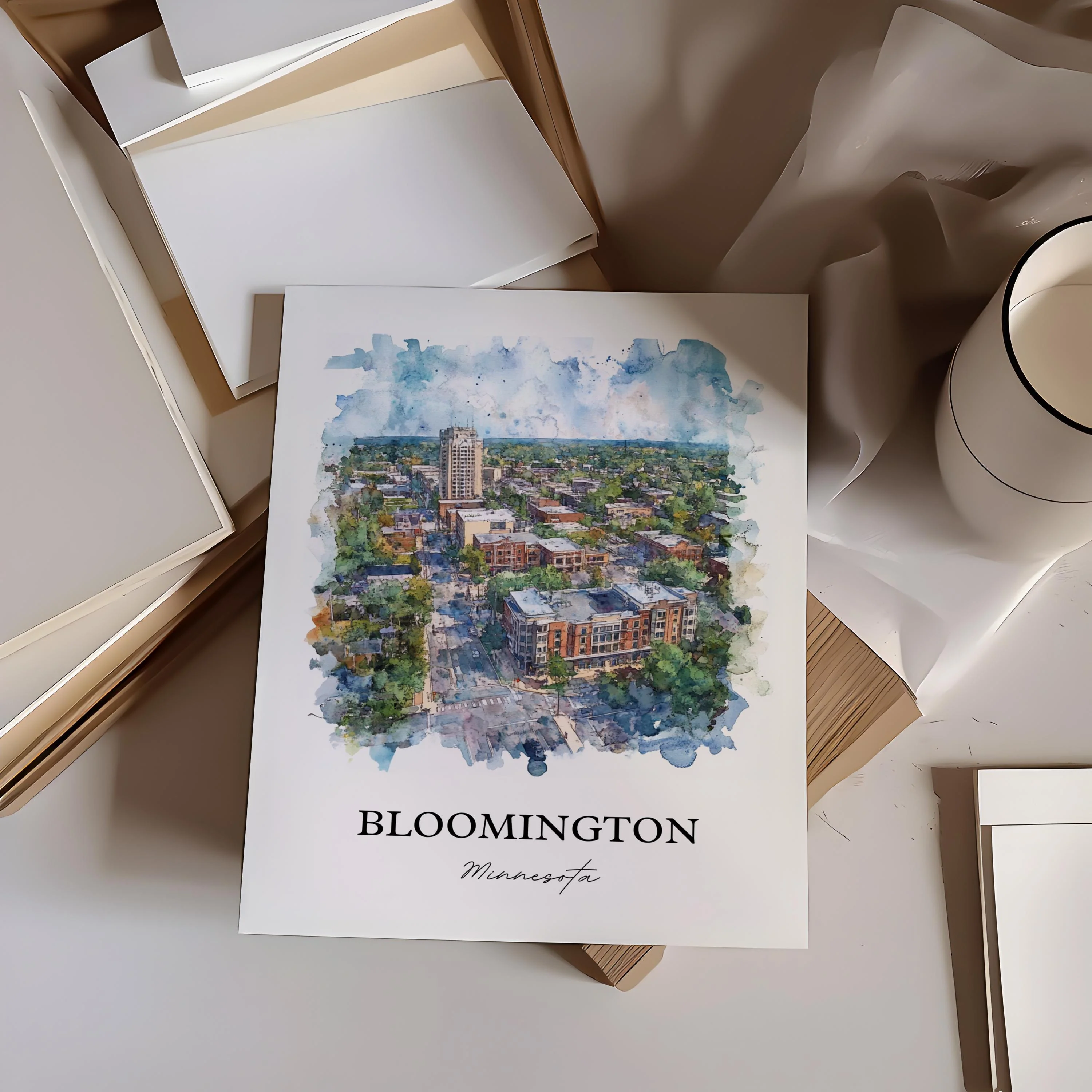 Bloomington, MN, USA – Watercolor Art Print - Image 10