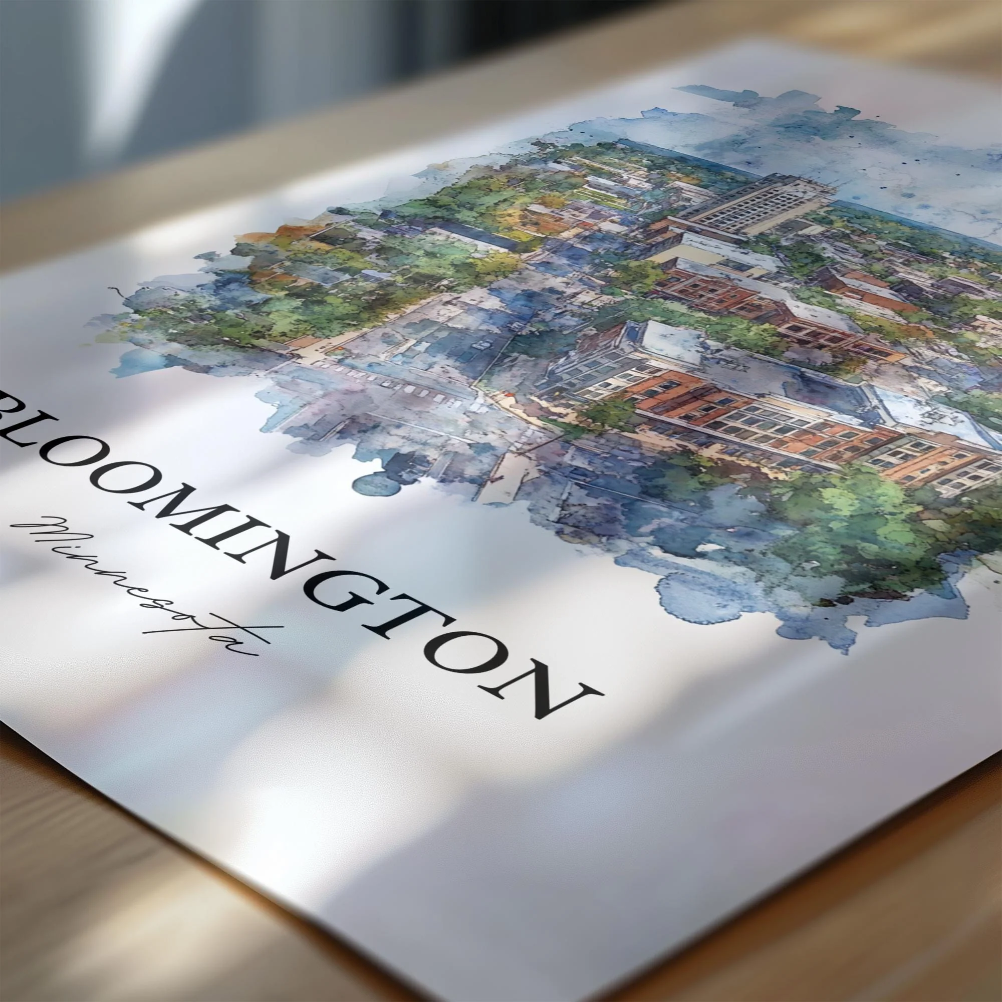 Bloomington, MN, USA – Watercolor Art Print - Image 2