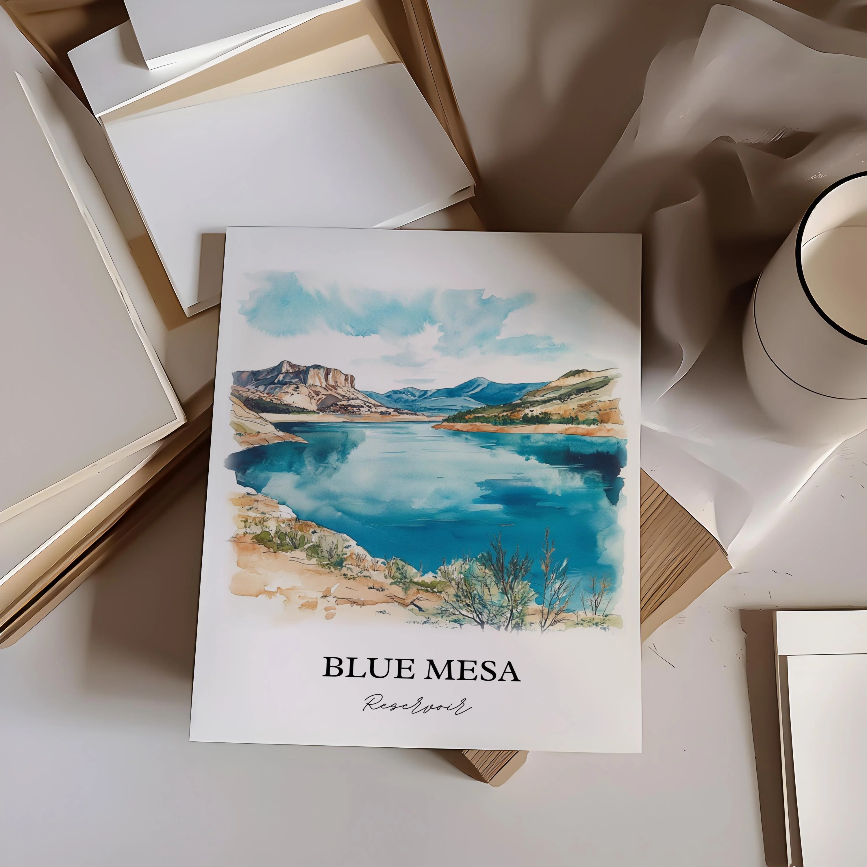 Blue Mesa Reservoir, Colorado, USA – Watercolor Art Print - Image 6