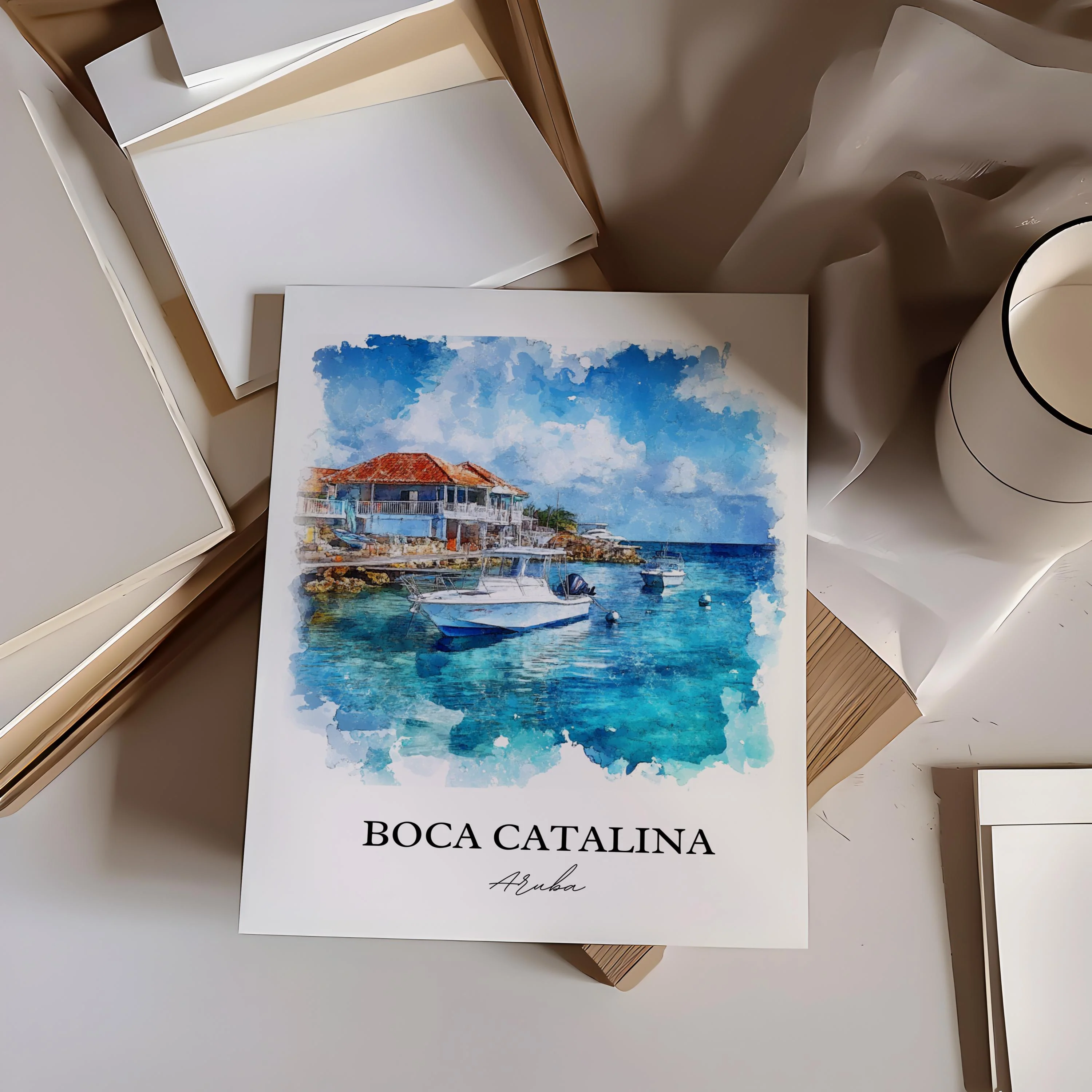 Boca Catalina, Aruba – Watercolor Art Print - Image 4