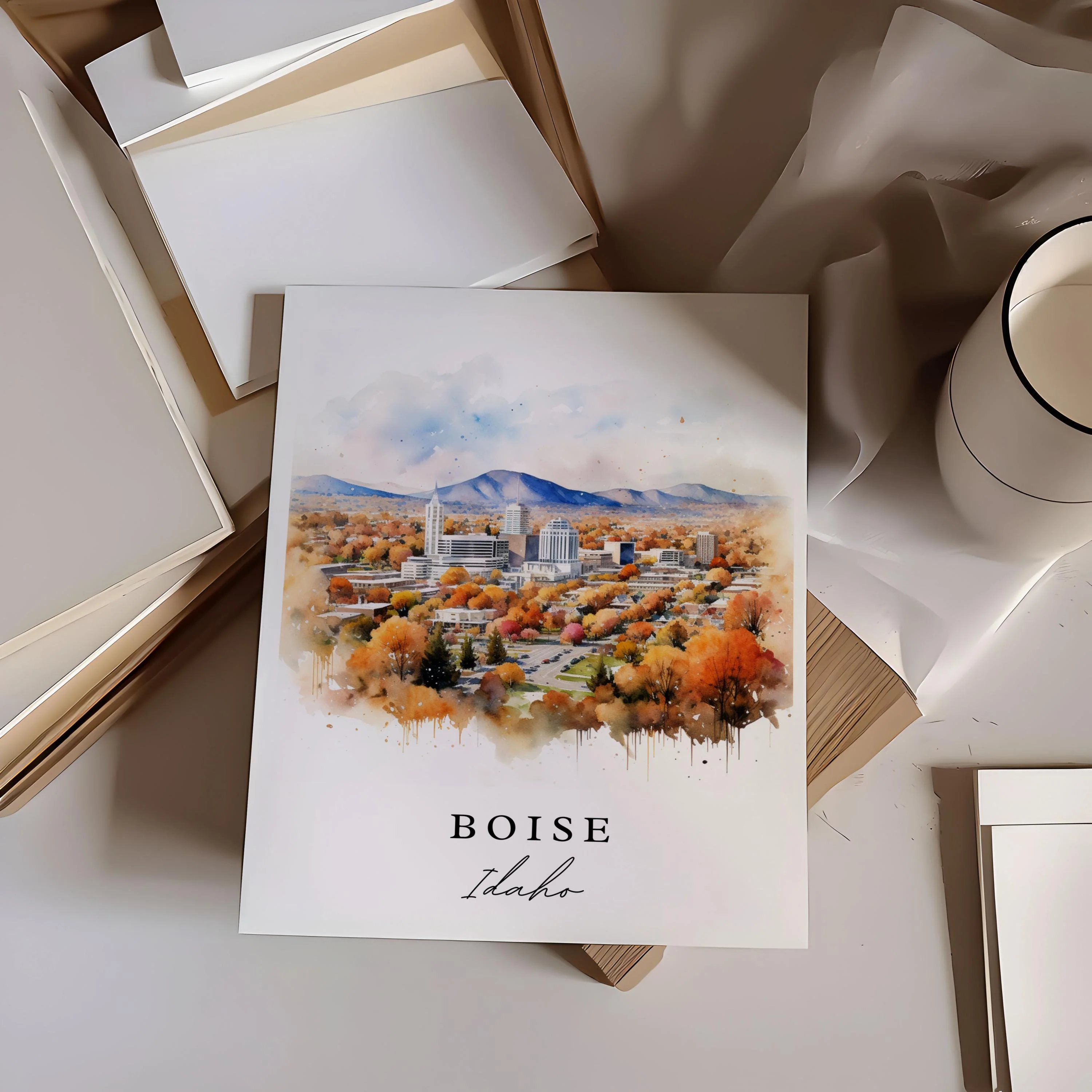 Boise, Idaho – Watercolor Art Print - Image 3