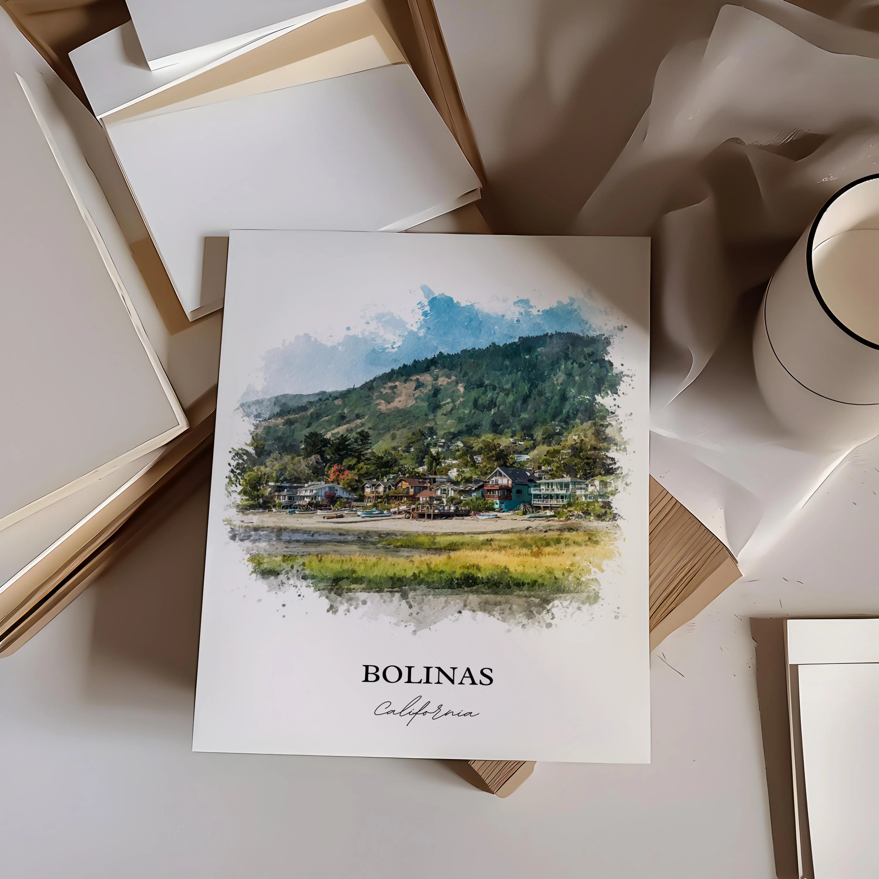 Bolinas, California – Watercolor Art Print - Image 2