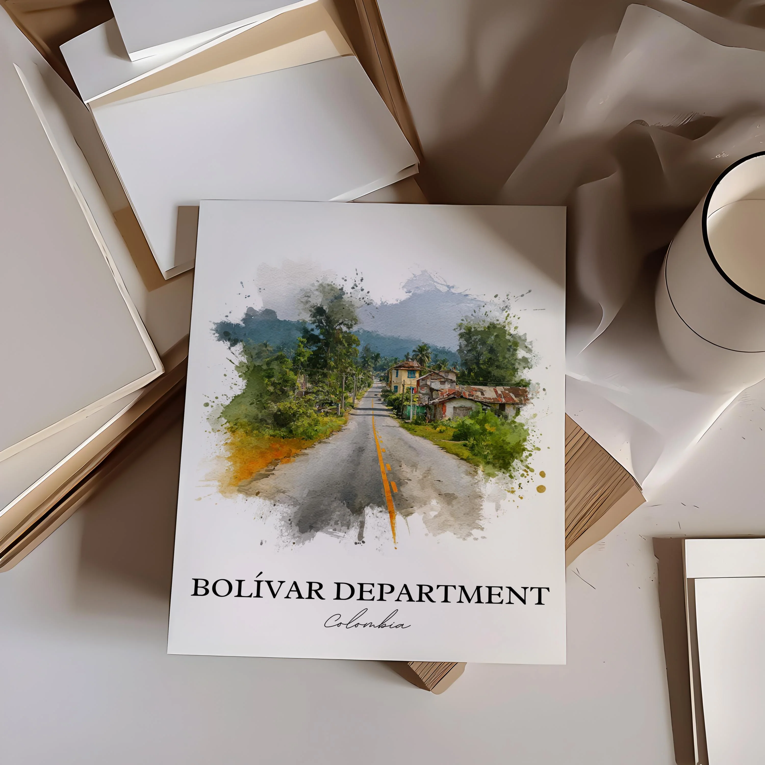 Bolívar, Colombia – Watercolor Art Print - Image 3