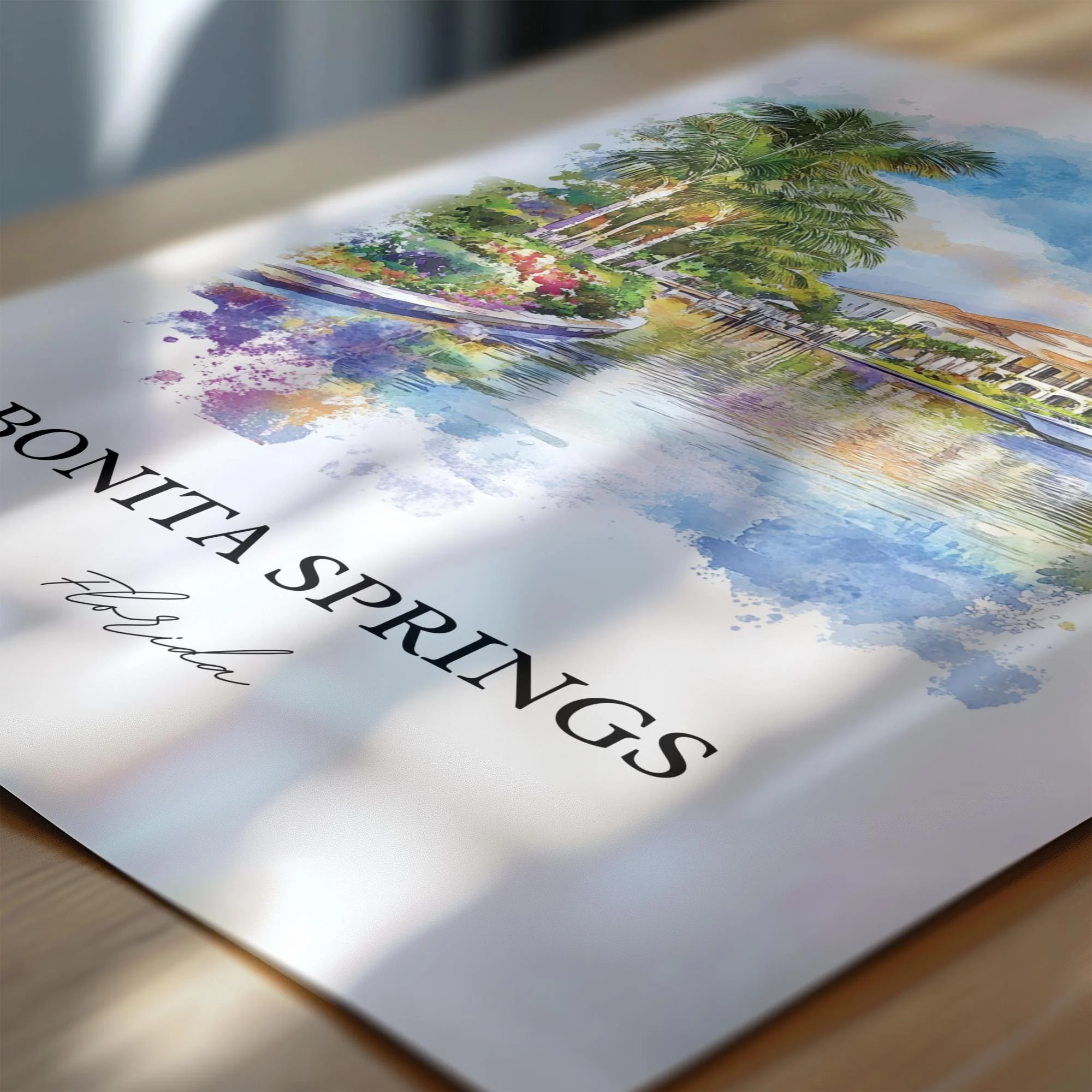 Bonita Springs, Florida, USA – Watercolor Art Print - Image 2