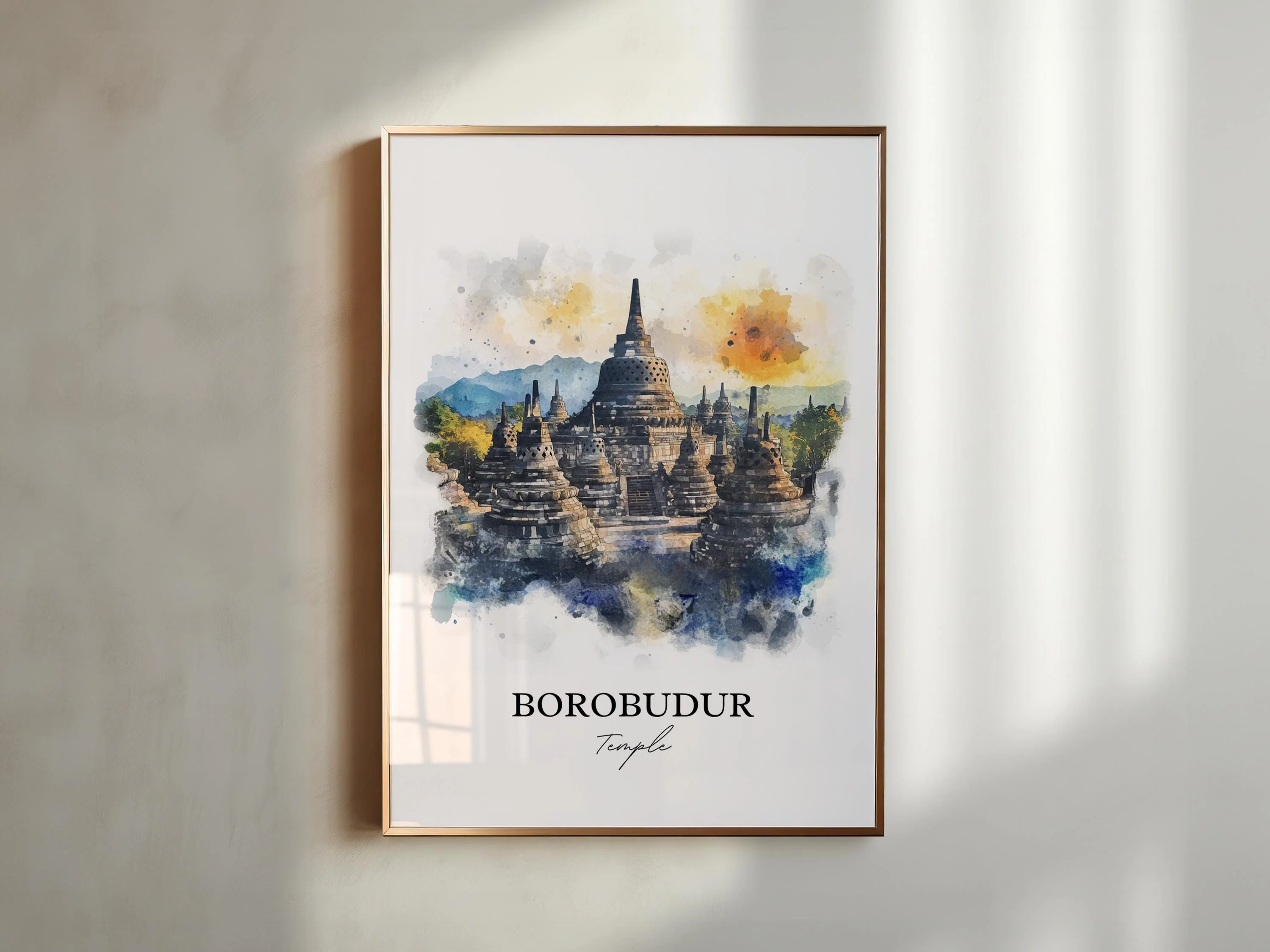 Borobudur Temple, Indonesia – Watercolor Art Print - Image 4