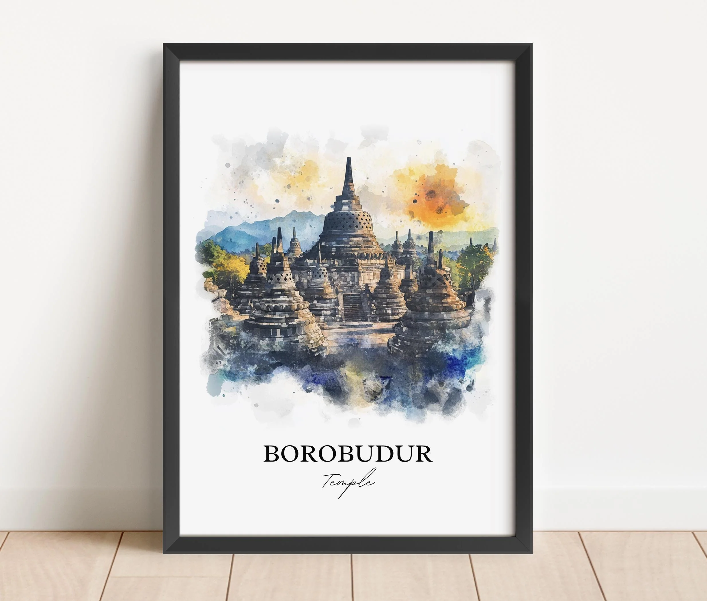Borobudur Temple, Indonesia – Watercolor Art Print - Image 5
