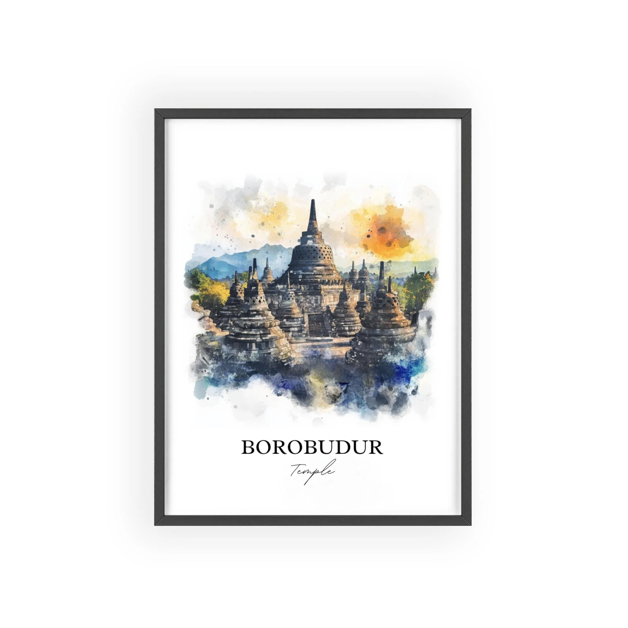 Borobudur Temple, Indonesia – Watercolor Art Print - Image 7