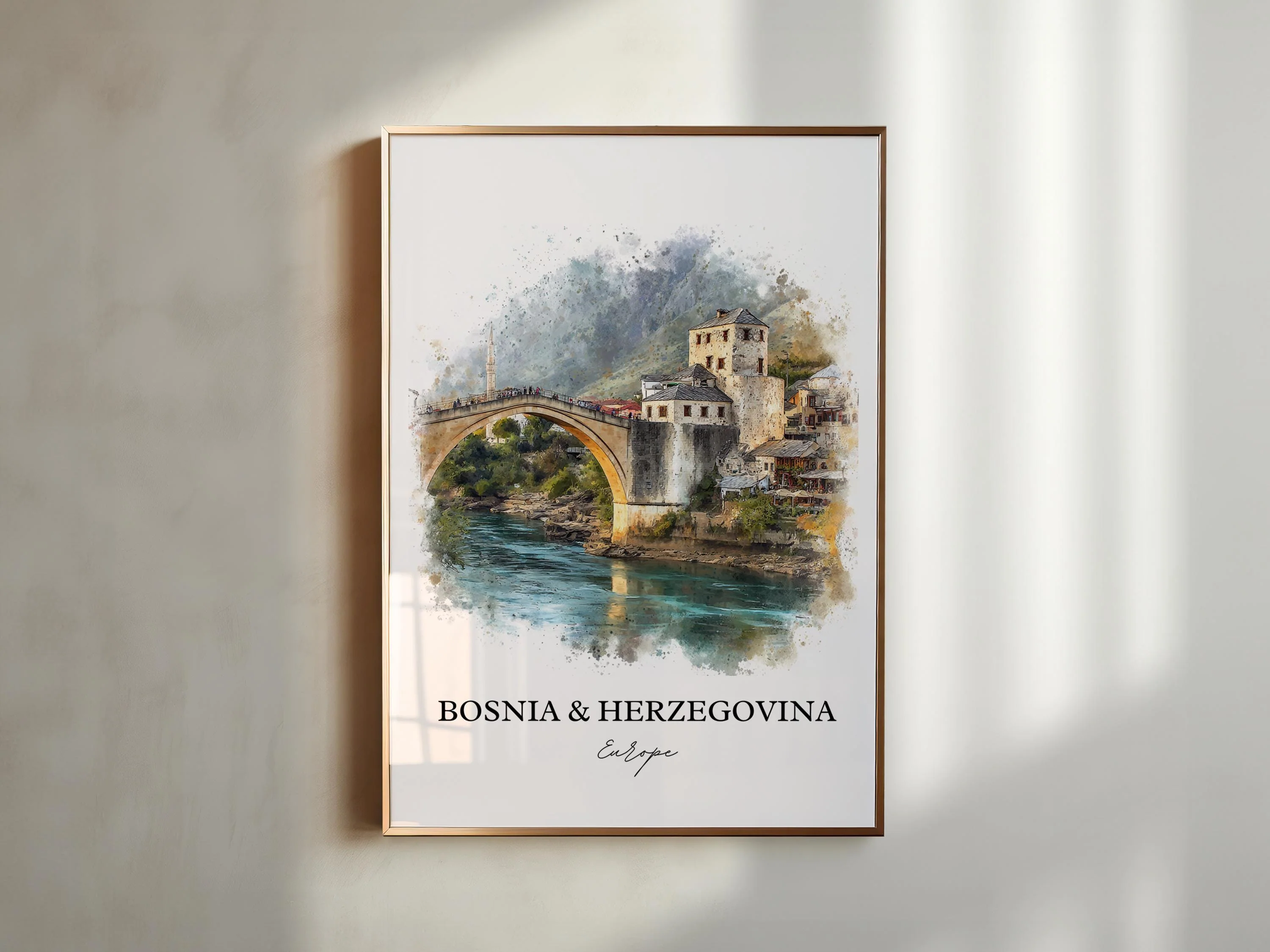Bosnia and Herzegovina, Europe – Watercolor Art Print - Image 3