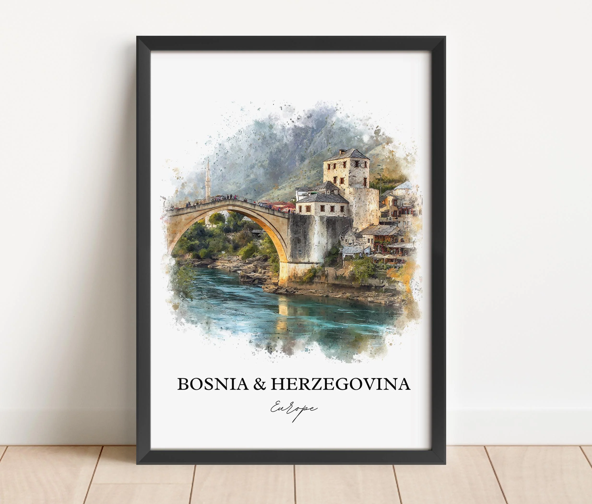 Bosnia and Herzegovina, Europe – Watercolor Art Print - Image 4