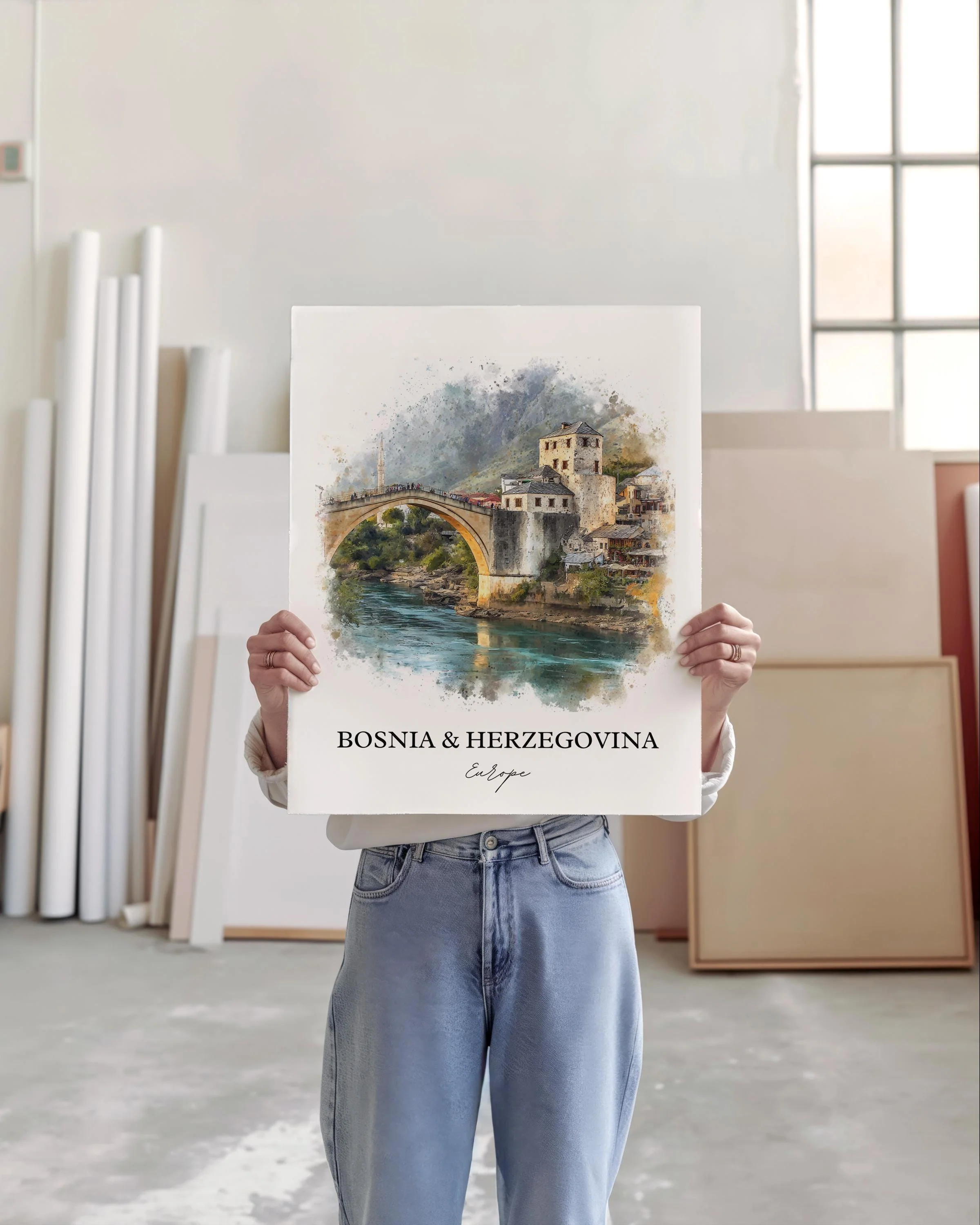 Bosnia and Herzegovina, Europe – Watercolor Art Print - Image 6