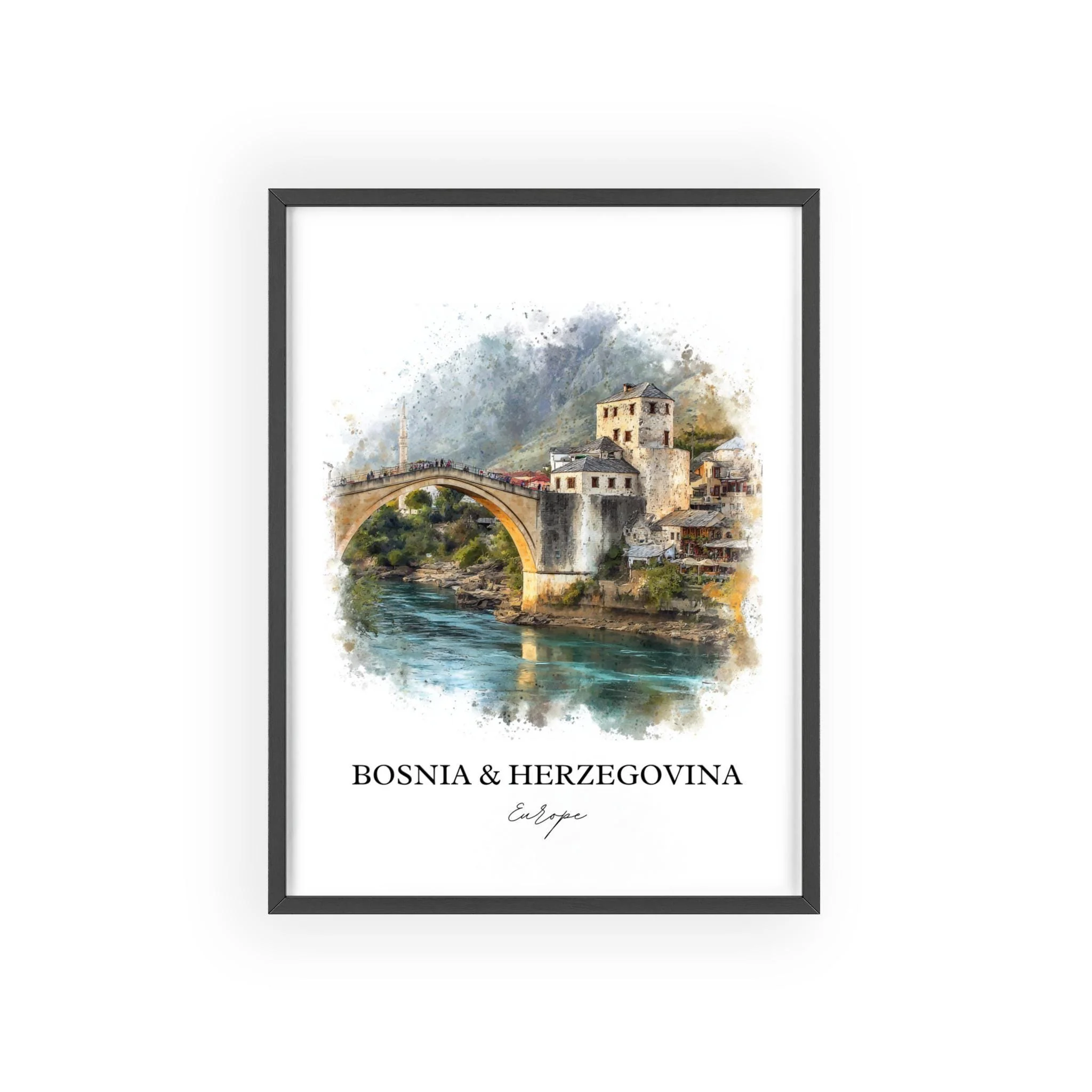 Bosnia and Herzegovina, Europe – Watercolor Art Print - Image 7