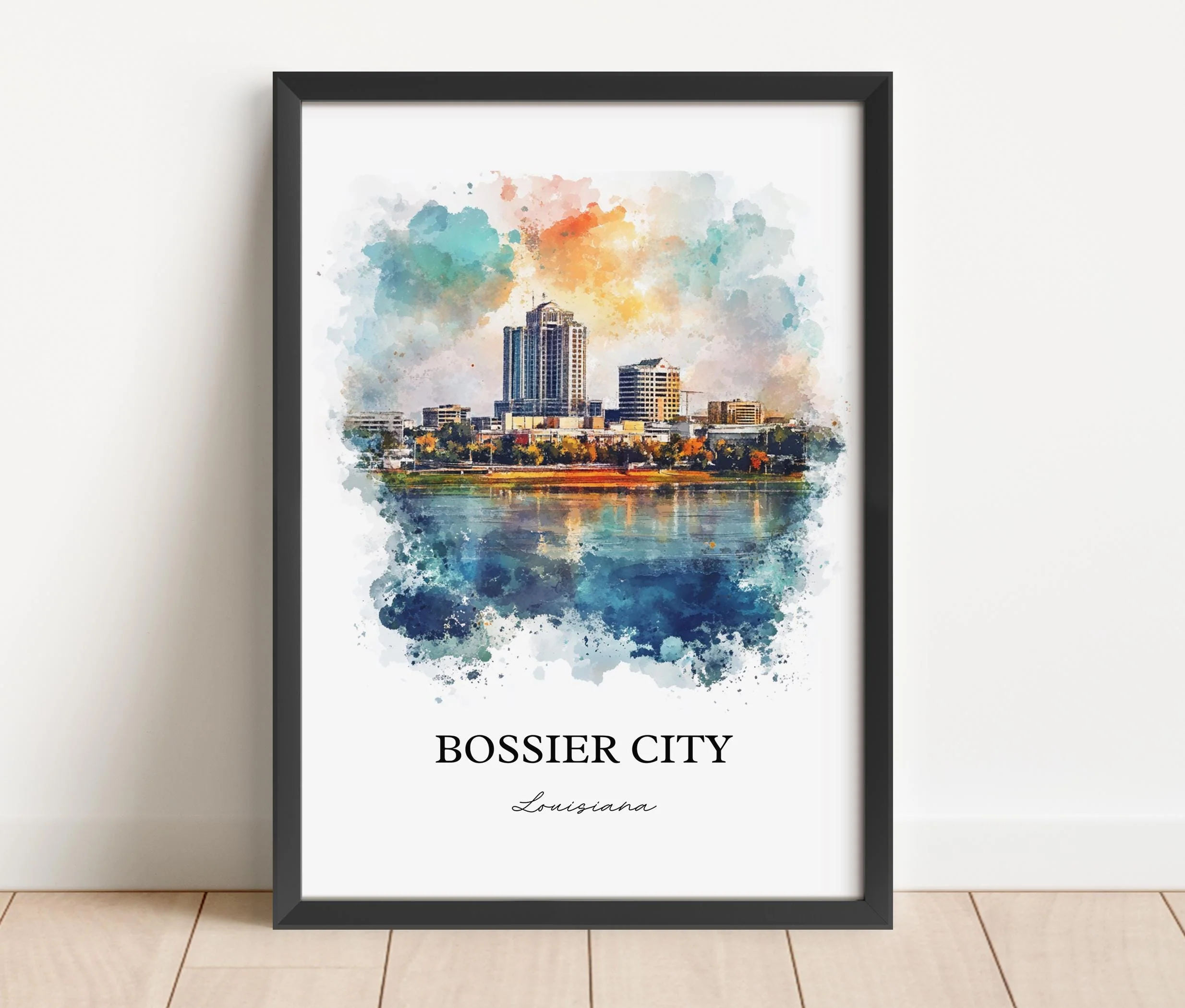 Bossier City, Louisiana – Watercolor Art Print