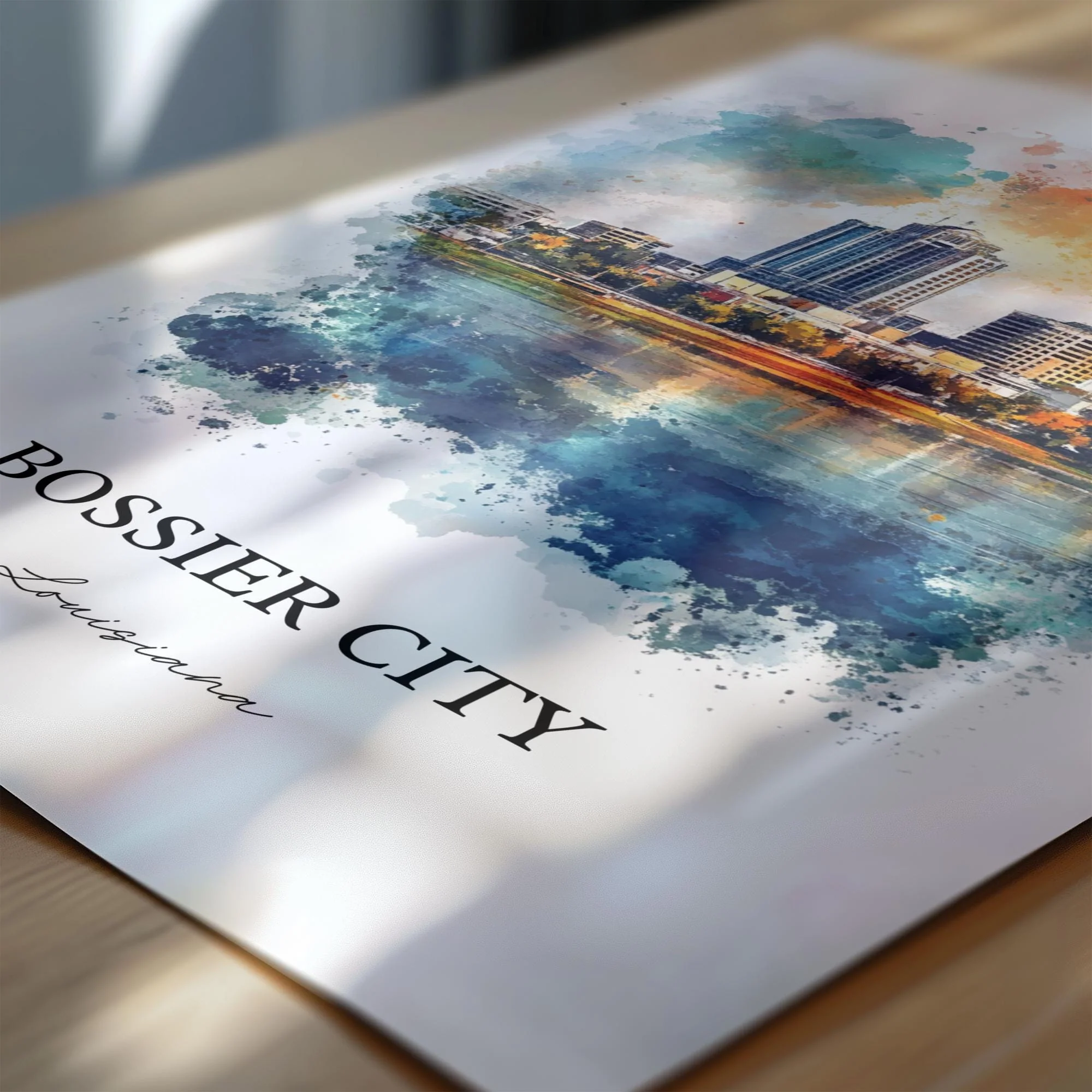 Bossier City, Louisiana – Watercolor Art Print - Image 2
