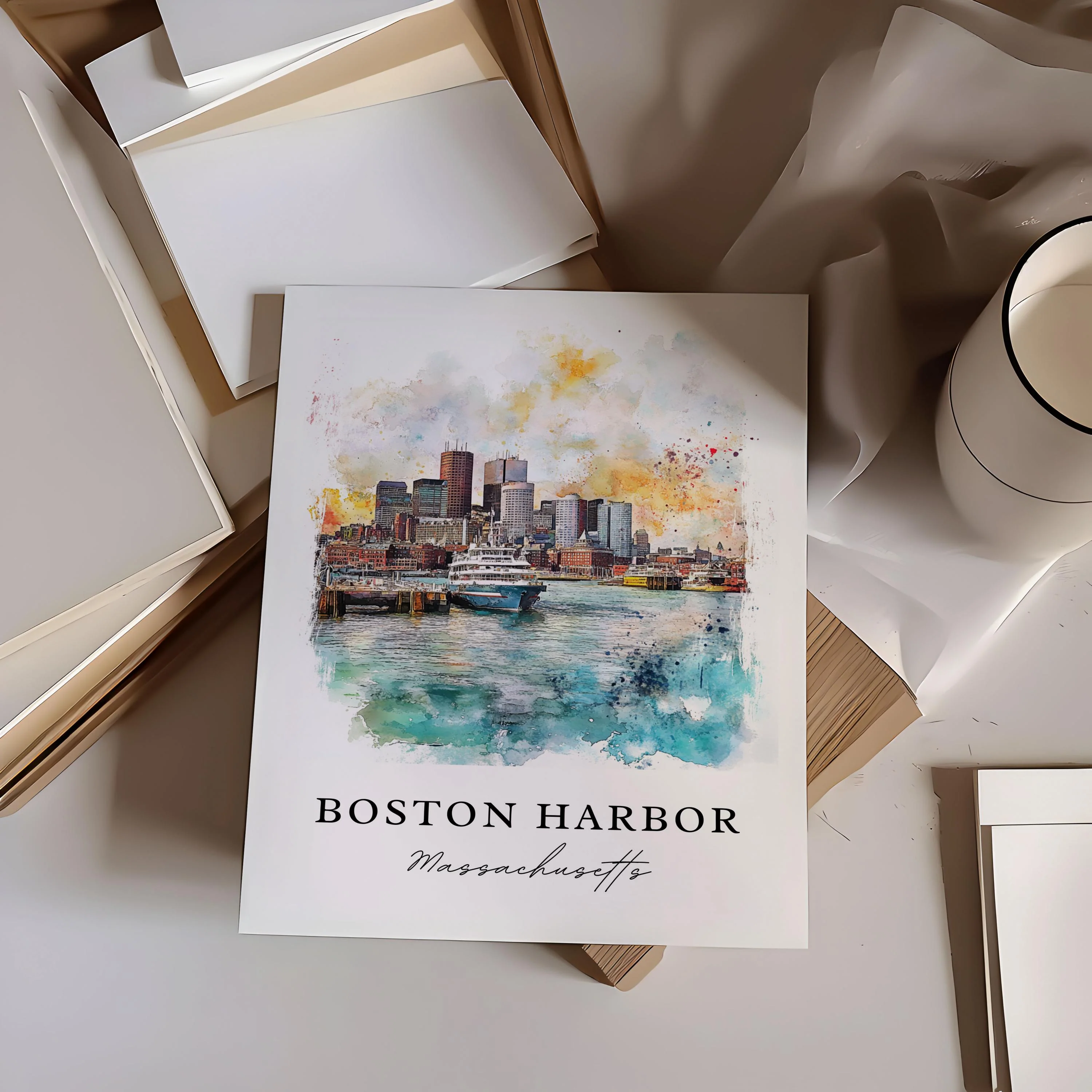 Boston, Massachusetts – Watercolor Art Print - Image 2