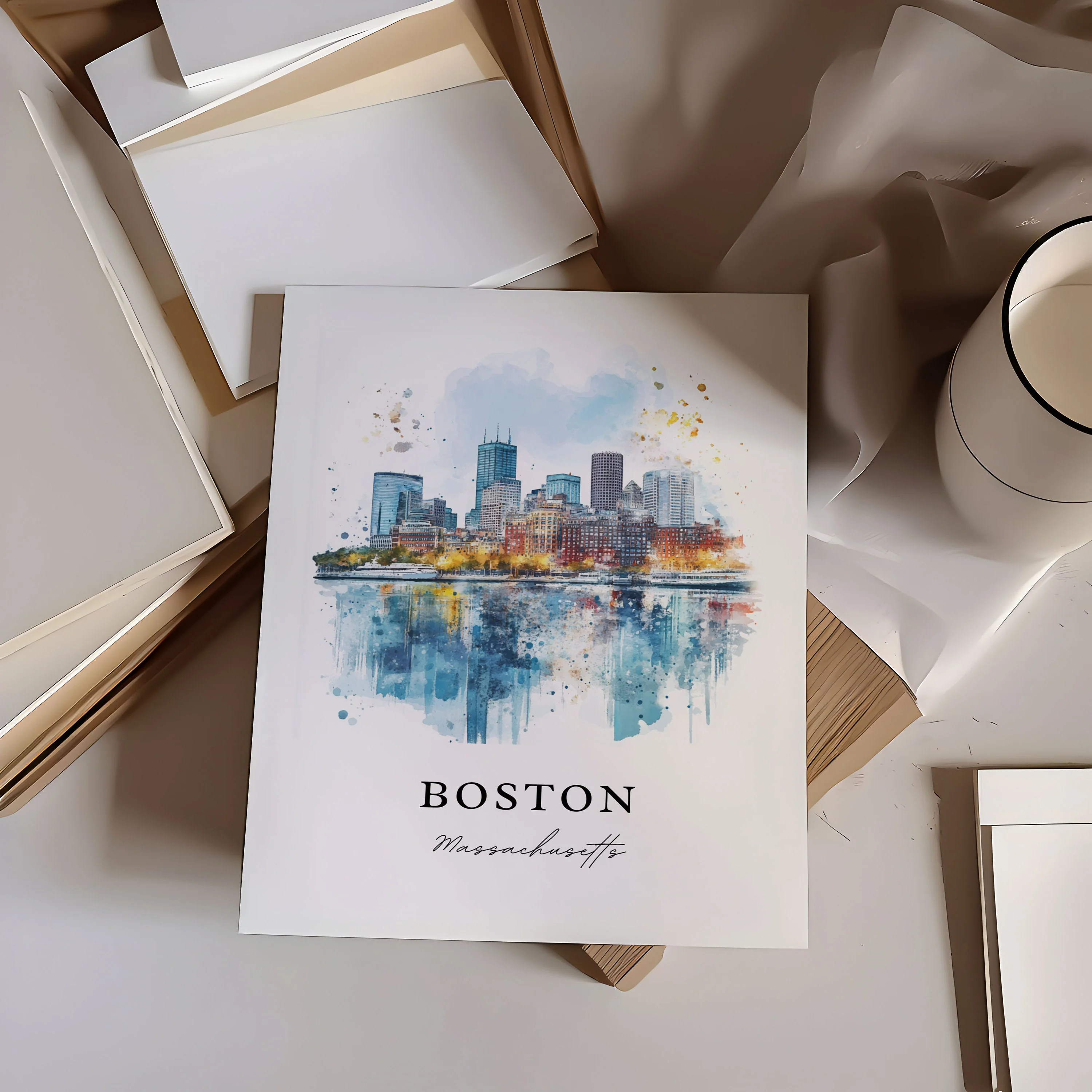 Boston, Massachusetts – Watercolor Art Print - Image 3