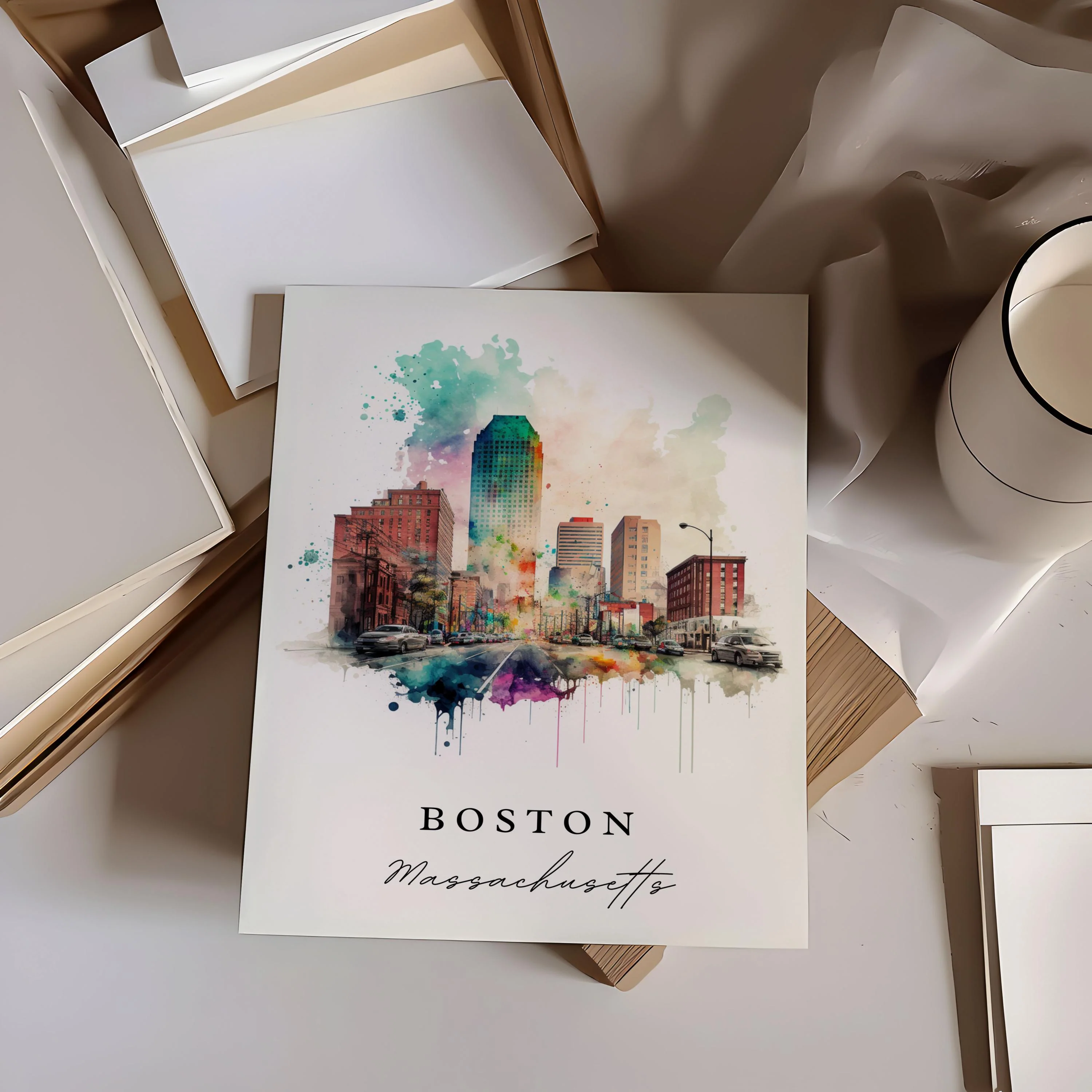 Boston, Massachusetts – Watercolor Art Print - Image 2