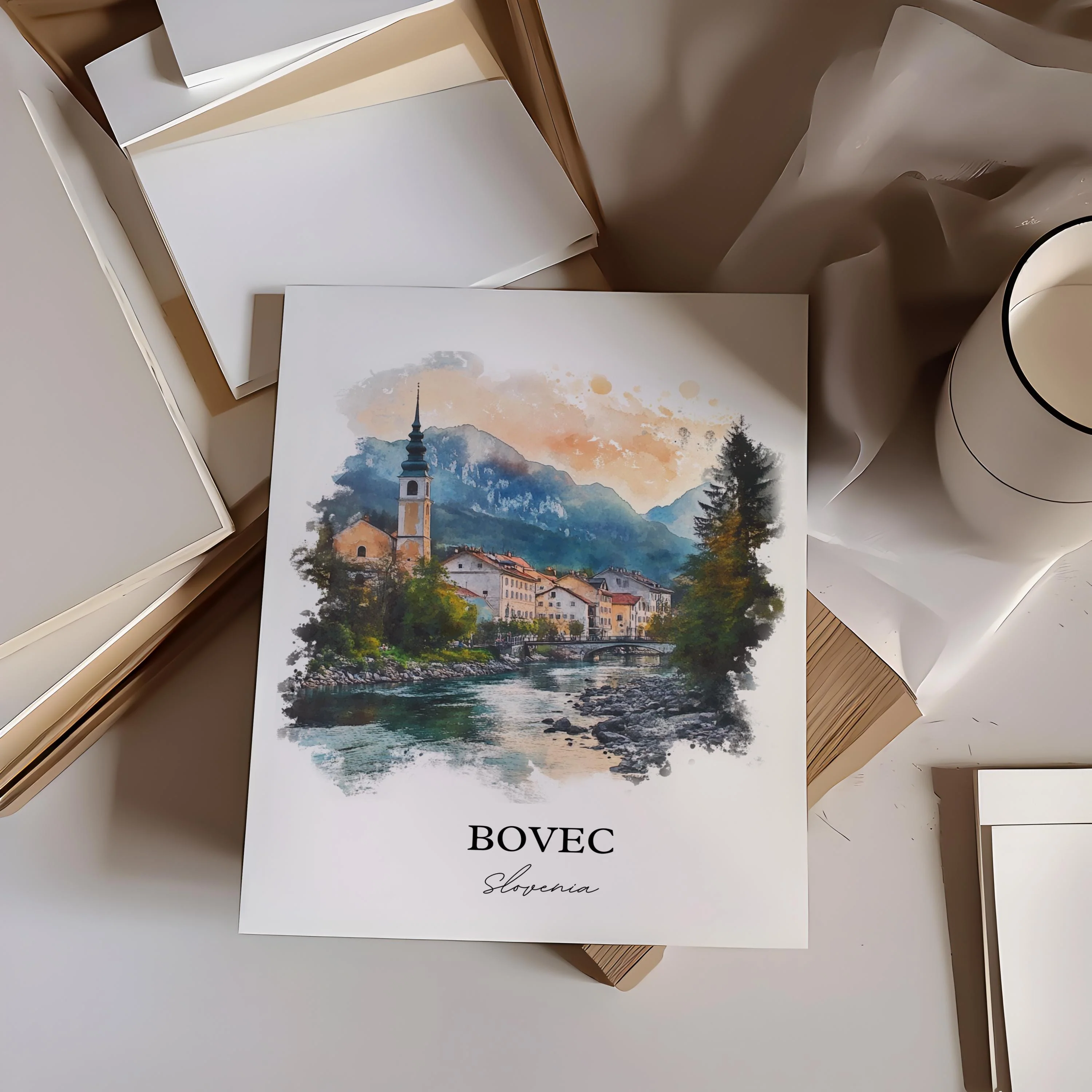 Bovec, Slovenia – Watercolor Art Print of Julian Alps - Image 6