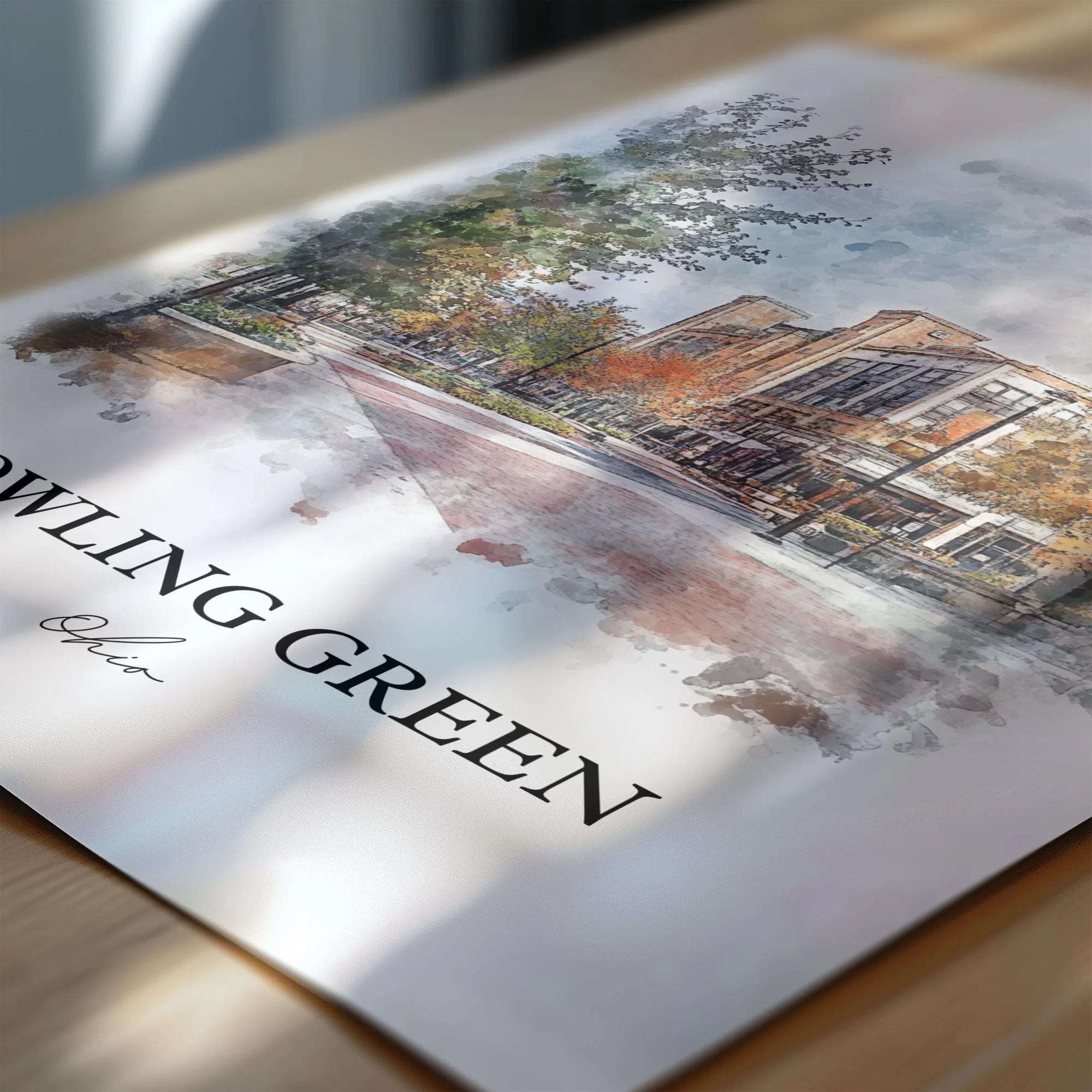 Bowling Green, Ohio, USA – Watercolor Art Print - Image 2