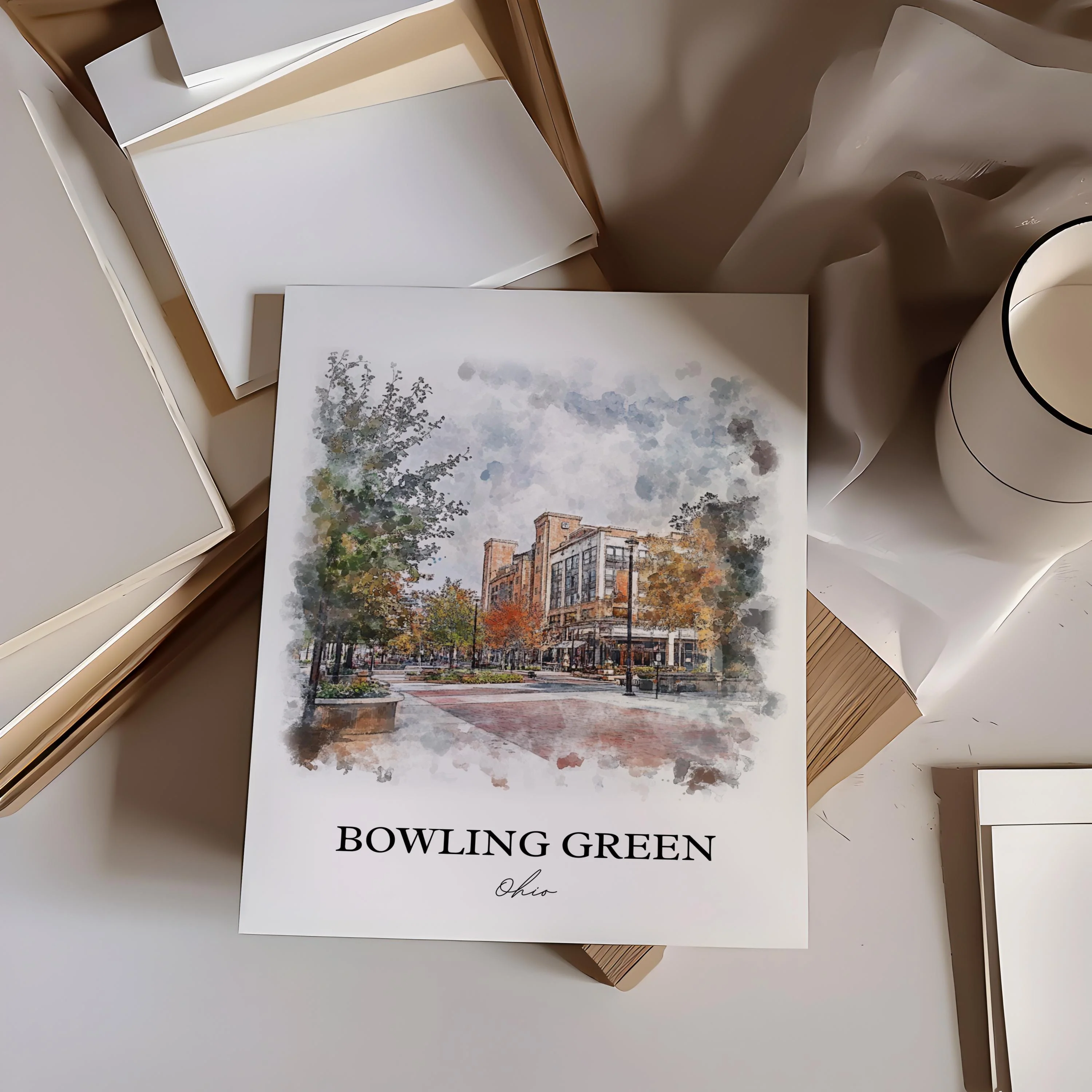 Bowling Green, Ohio, USA – Watercolor Art Print - Image 3