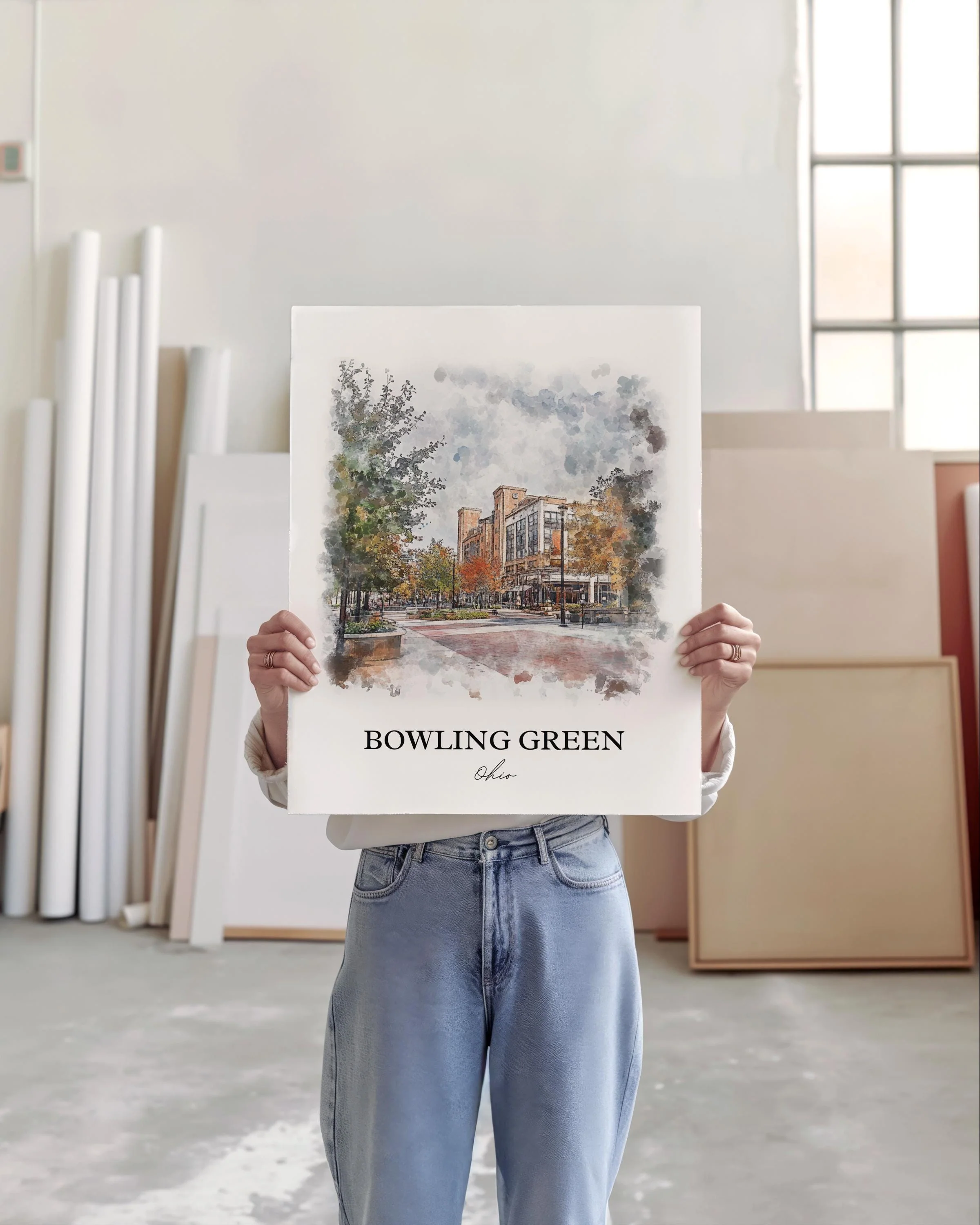 Bowling Green, Ohio, USA – Watercolor Art Print - Image 4