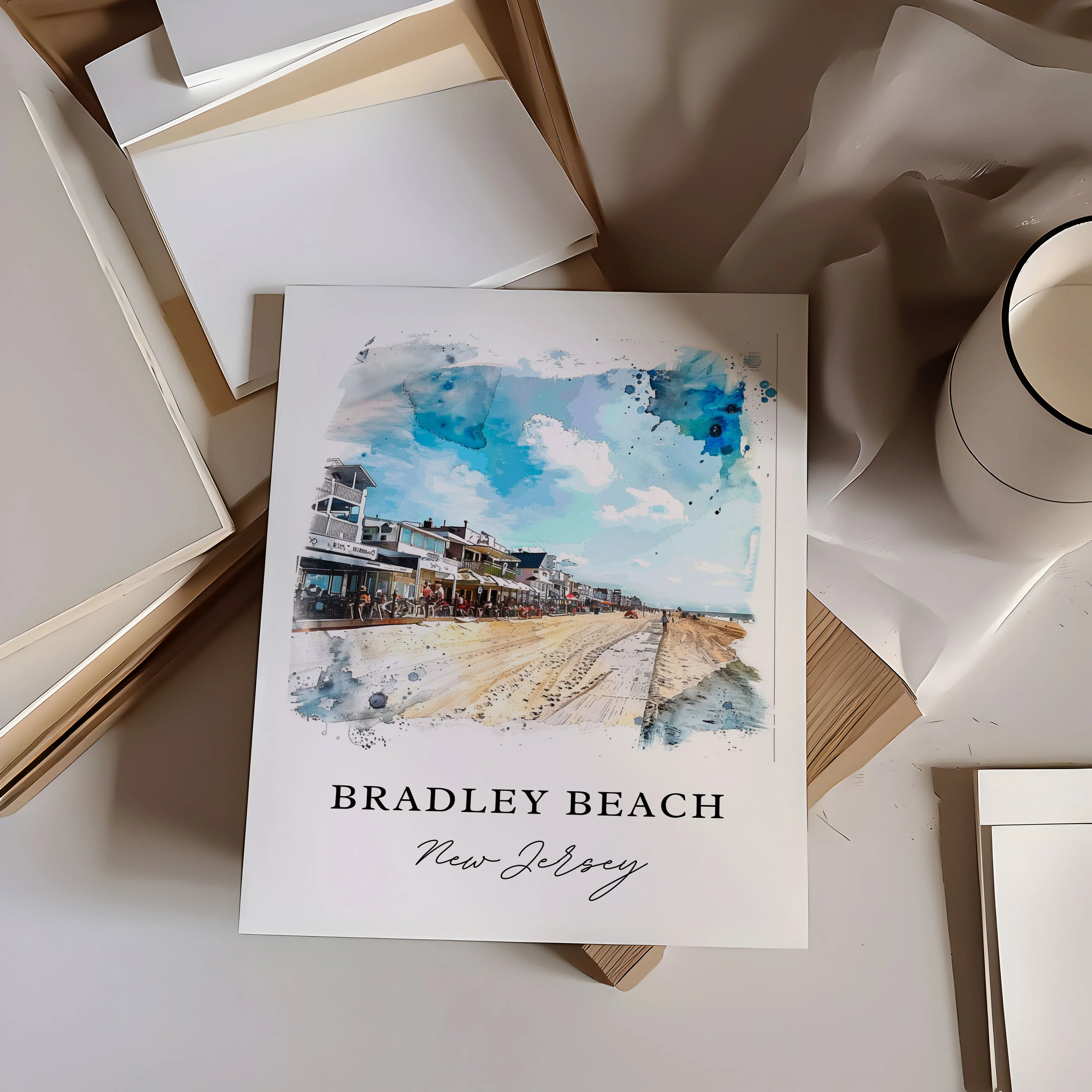 Bradley Beach, New Jersey – Watercolor Art Print - Image 3