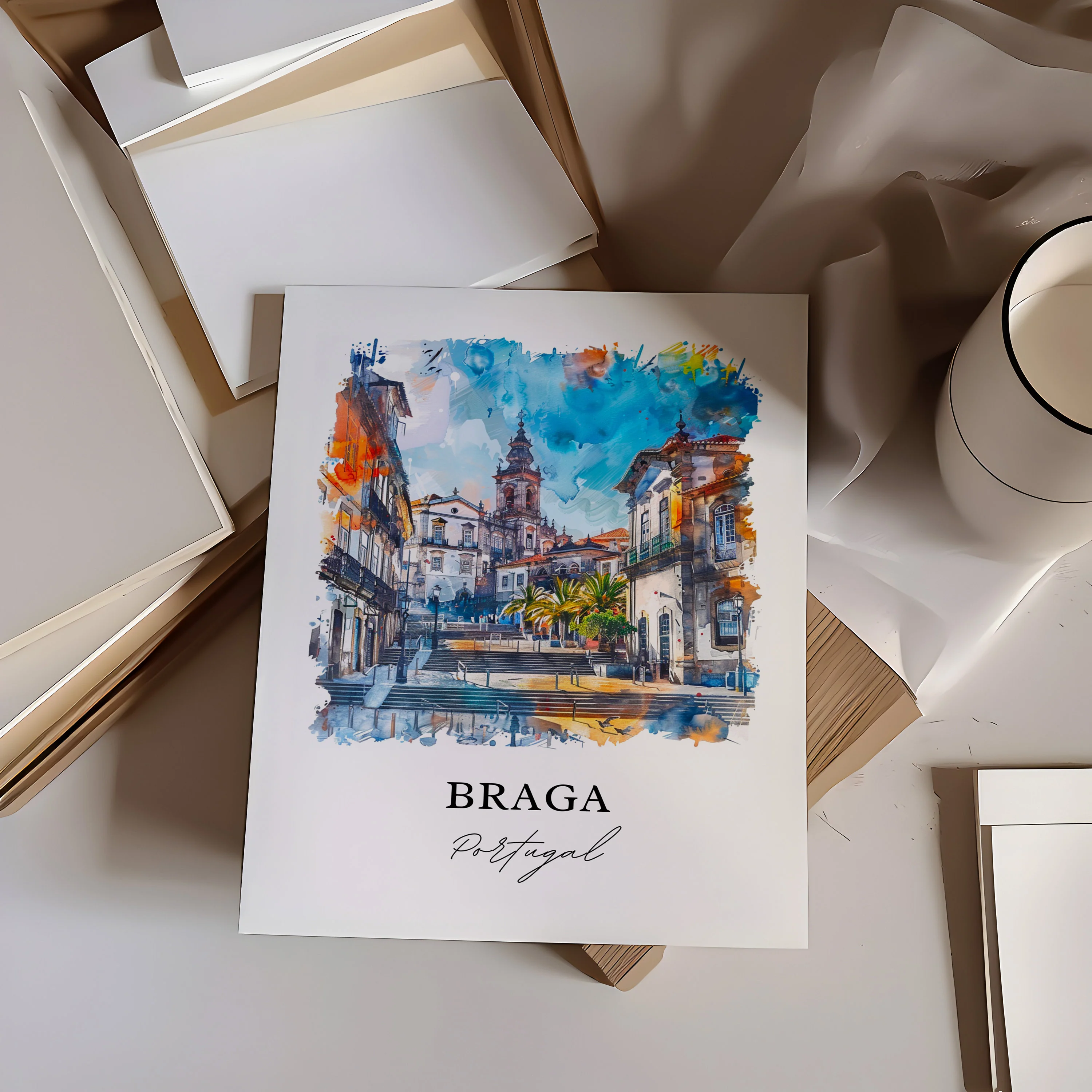 Braga, Portugal – Watercolor Art Print - Image 3